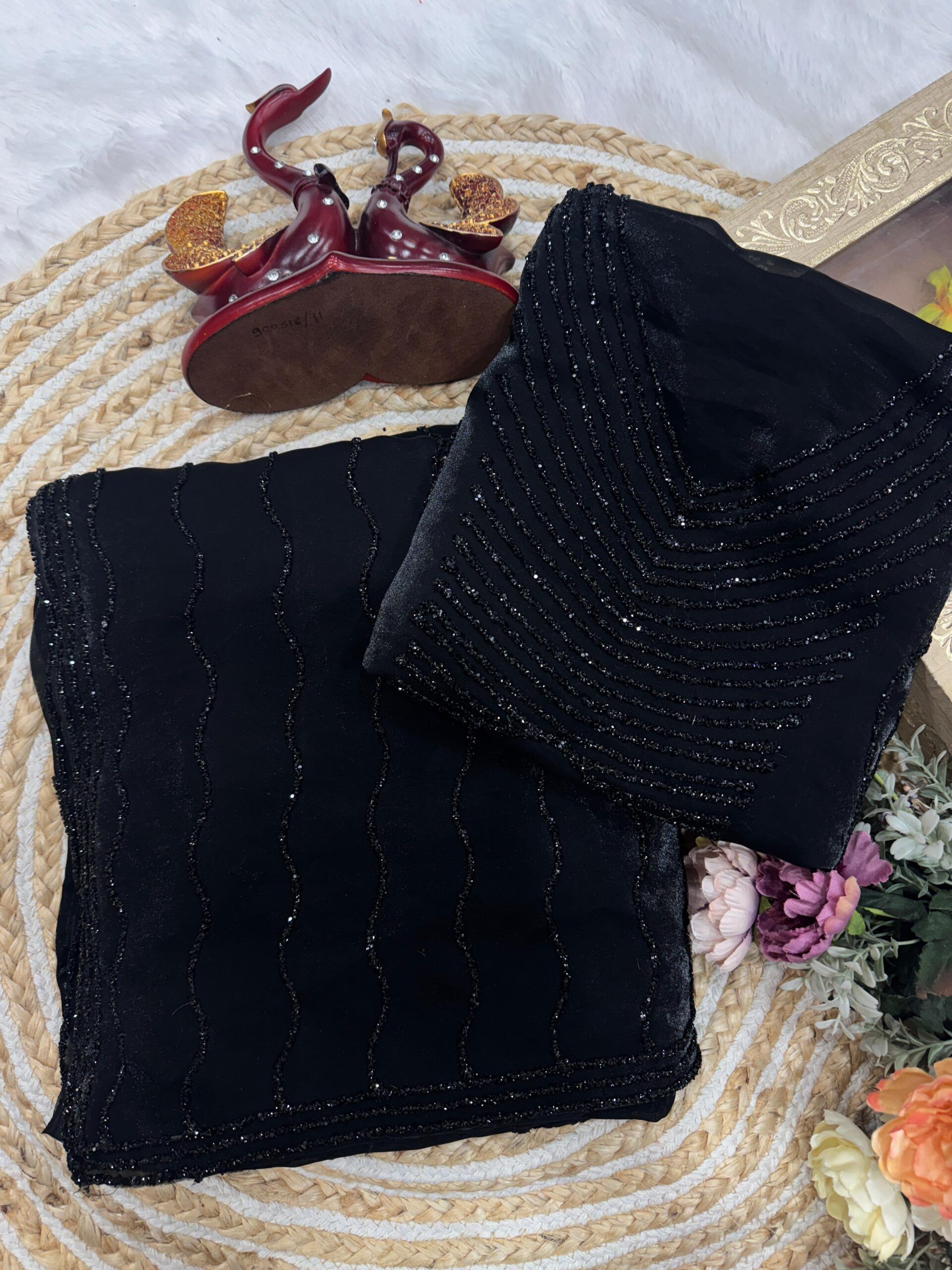 Soft Space Silk Diamond Work Wedding Saree (6)