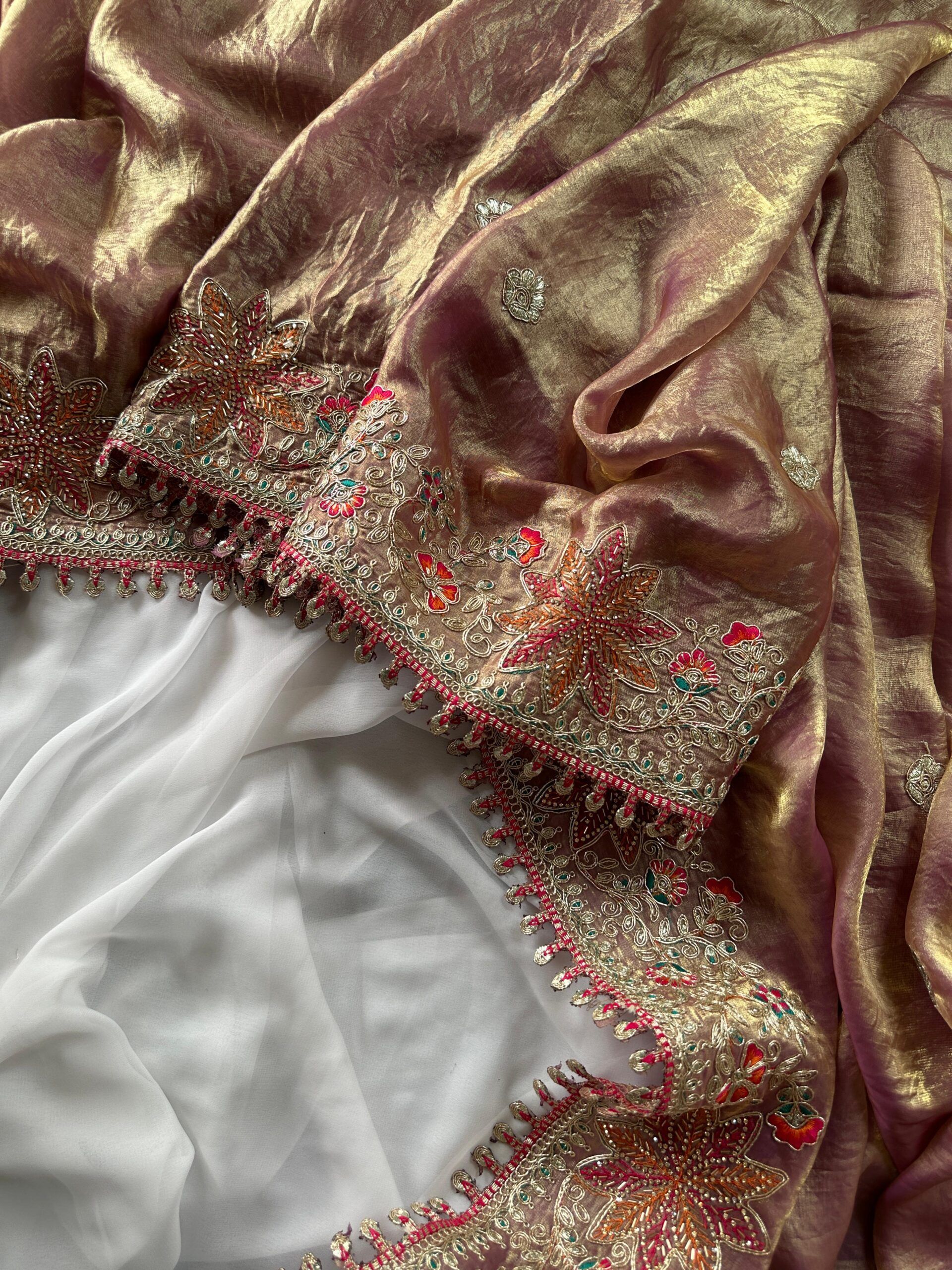 Fandy Sattin Silk Saree With Floral Border (1)