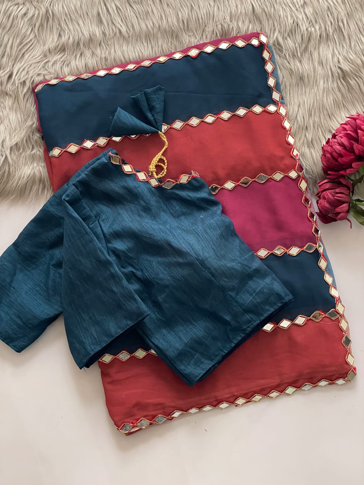 Faux Georgette Patta Print Lining Designer Saree (3)