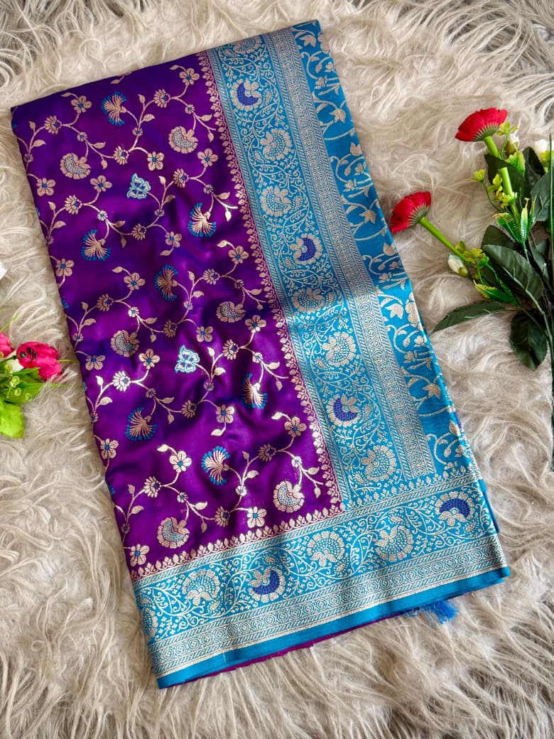 Floral Banarasi Zari Weaving Silk Saree Wholesale Price (12)