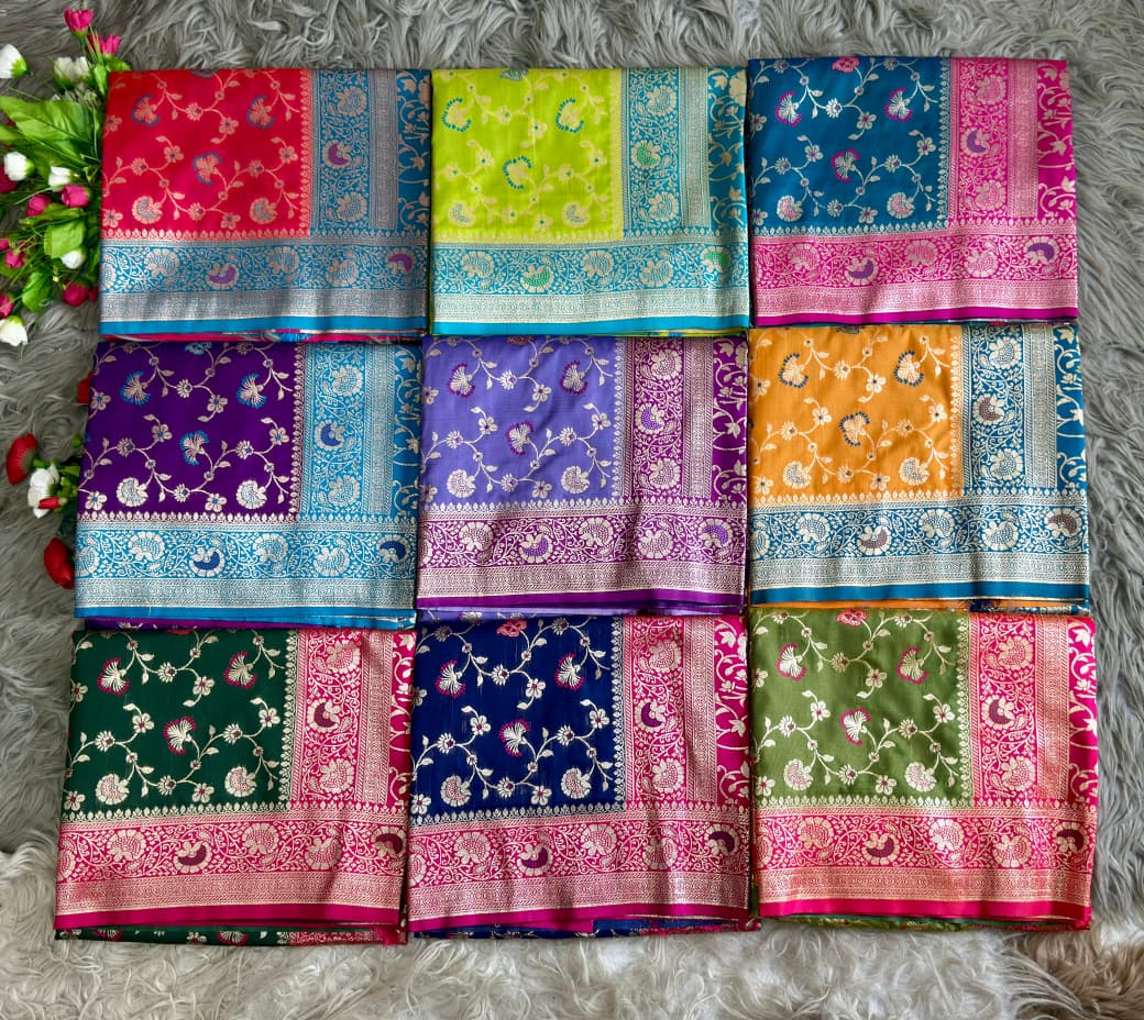 Floral Banarasi Zari Weaving Silk Saree Wholesale Price (3)