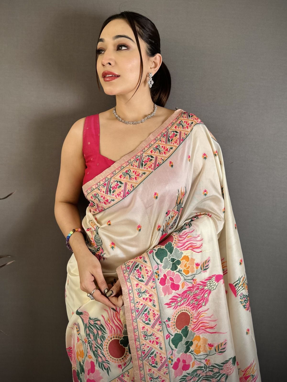 Pashmina Kashmiri Sarees With Meenakari Kashmiri Weaves (2)