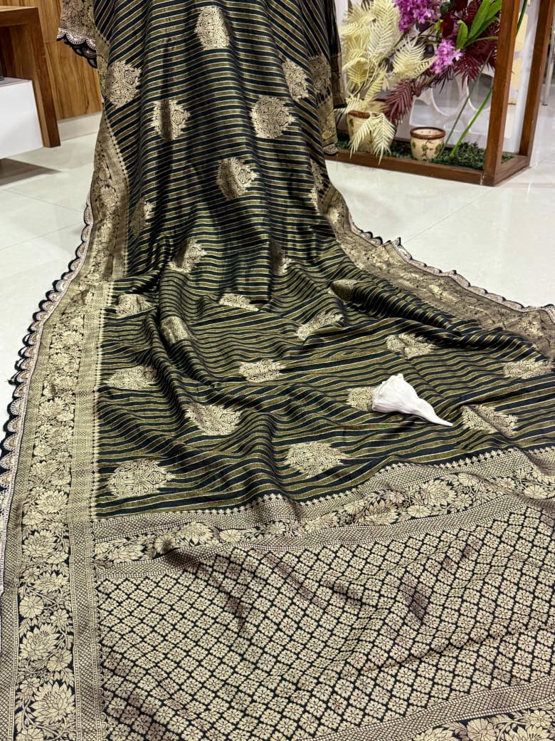 Pure Crepe Khadi Tissue Weaving Saree Wholesale Price (21)