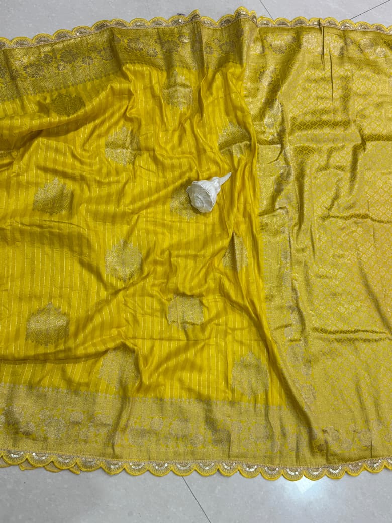 Pure Crepe Khadi Tissue Weaving Saree Wholesale Price (3)