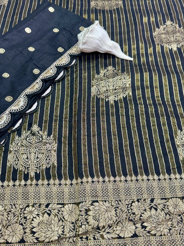 Pure Crepe Khadi Tissue Weaving Saree Wholesale Price (8)
