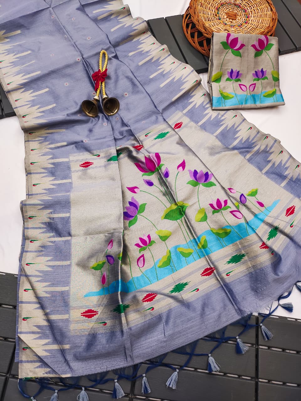 Soft Khadi Raw Silk Weaving Saree Wholesale Price (7)