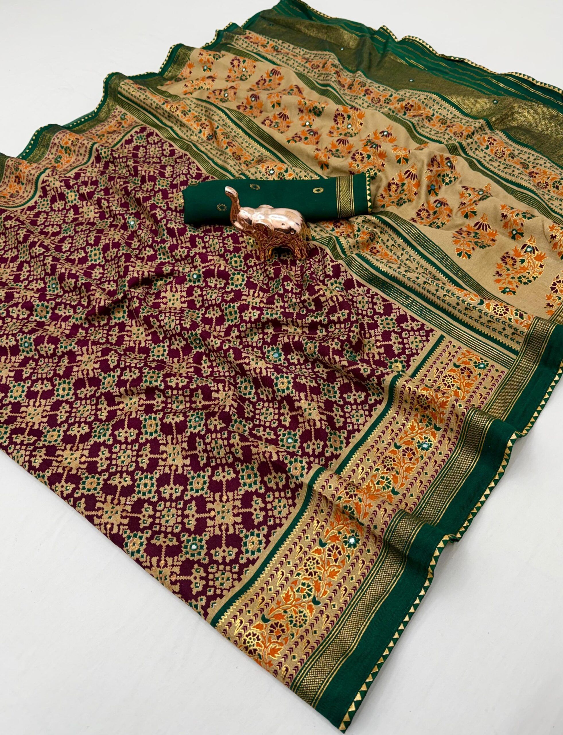 Soft Pashmina Silk Printed Saree With Patola Border (14)