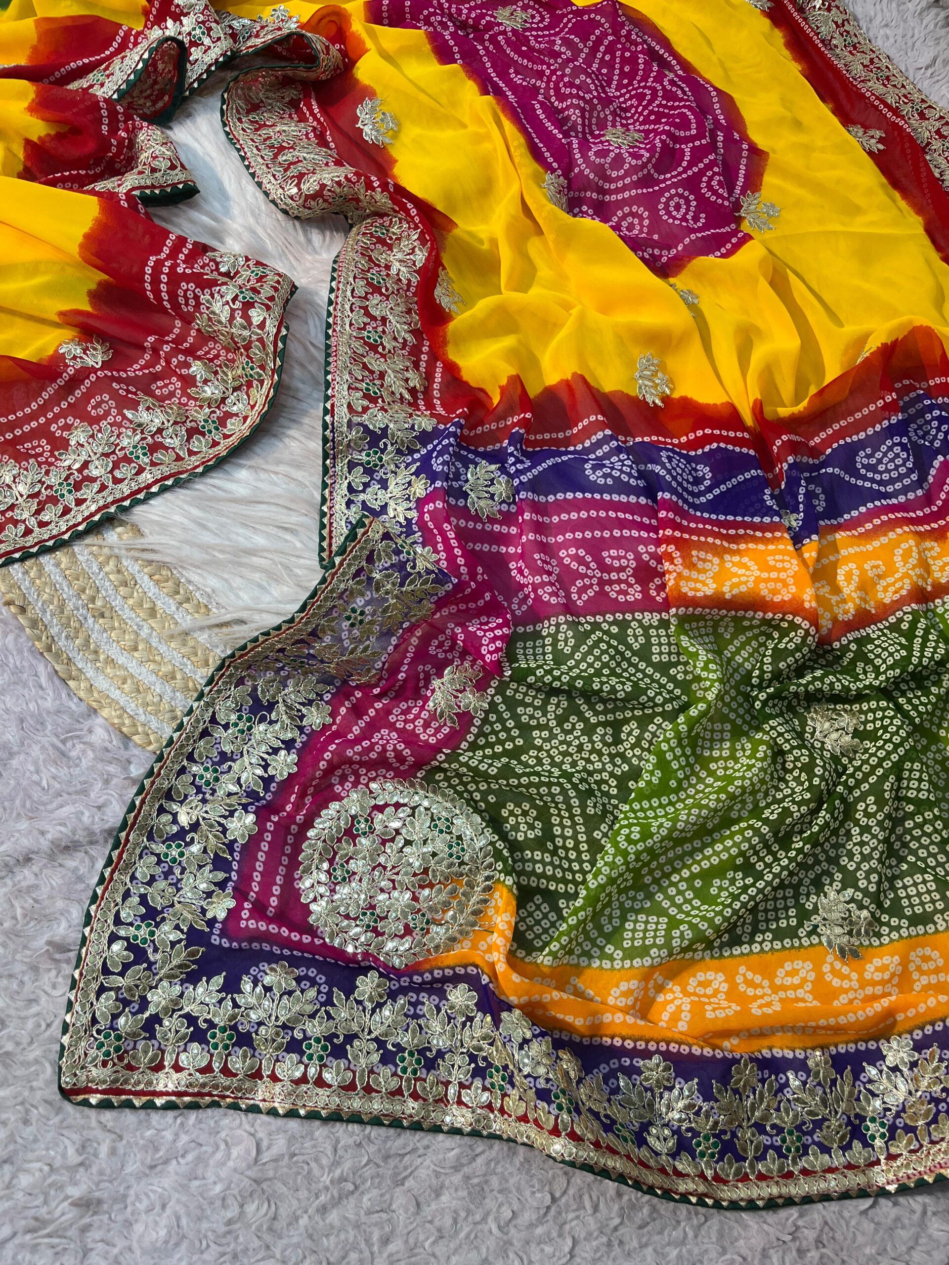 Beautiful Soft CC Georgette Bandhej Saree (3)