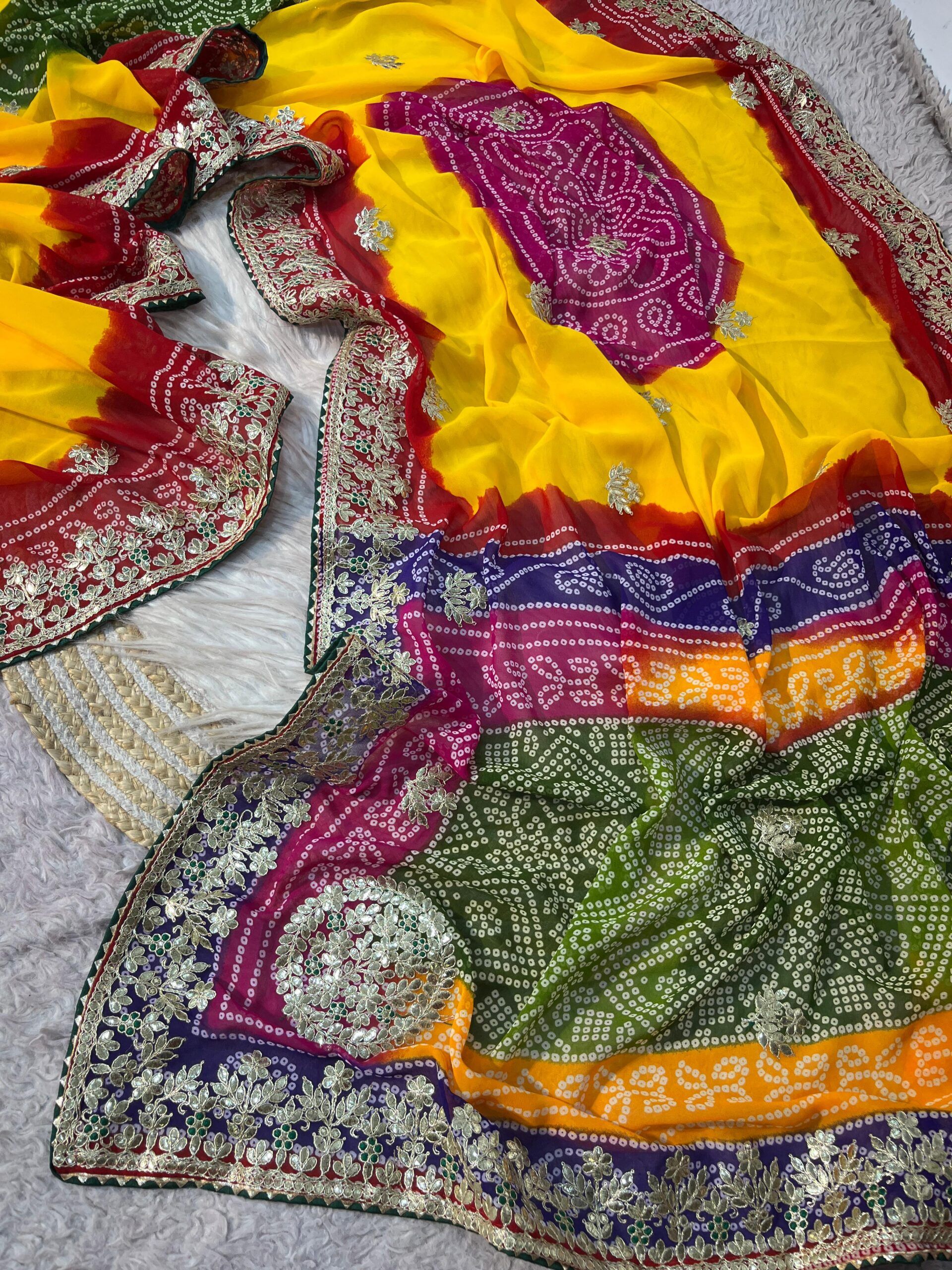 Beautiful Soft CC Georgette Bandhej Saree (5)