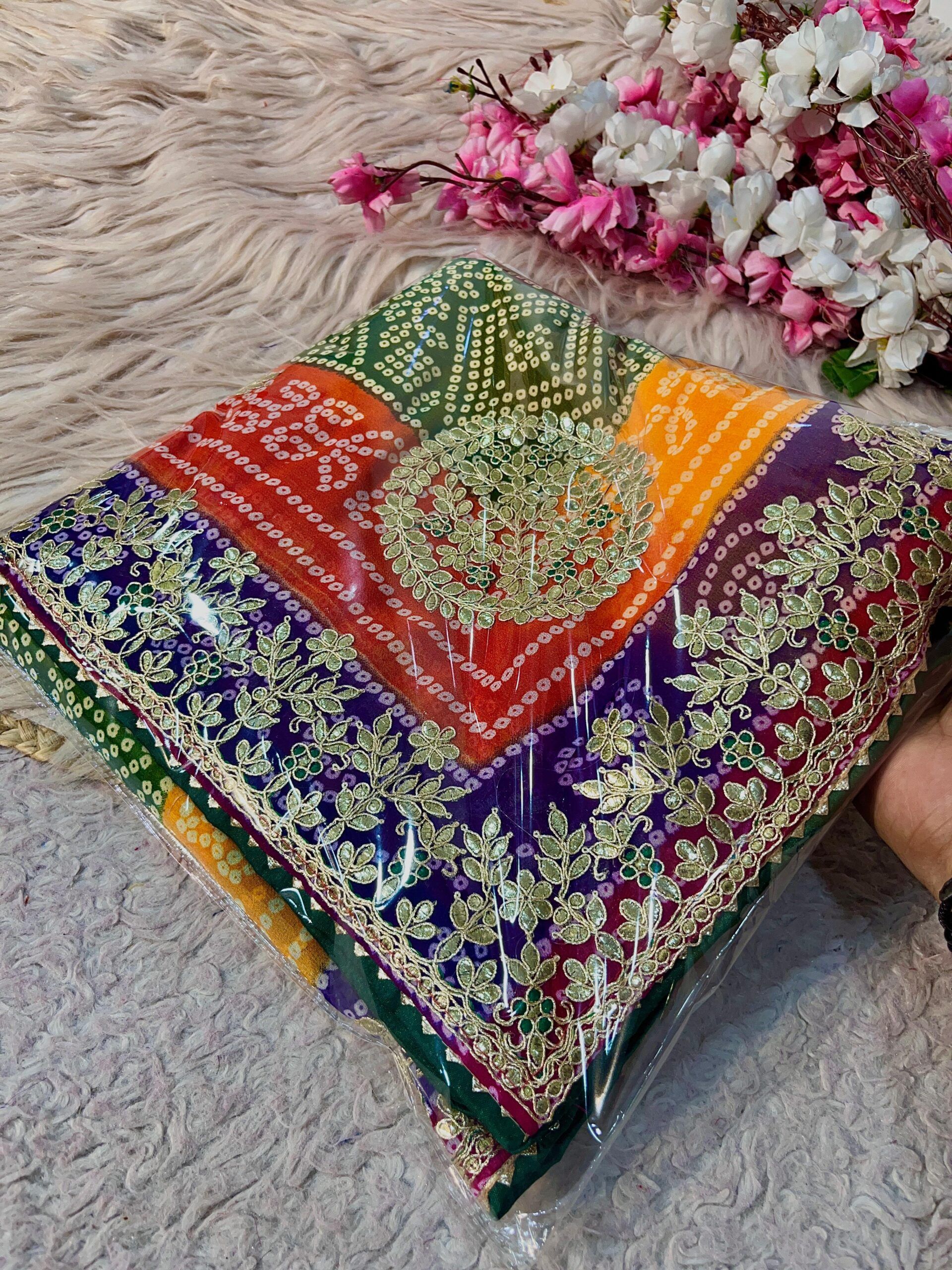 Beautiful Soft CC Georgette Bandhej Saree (6)