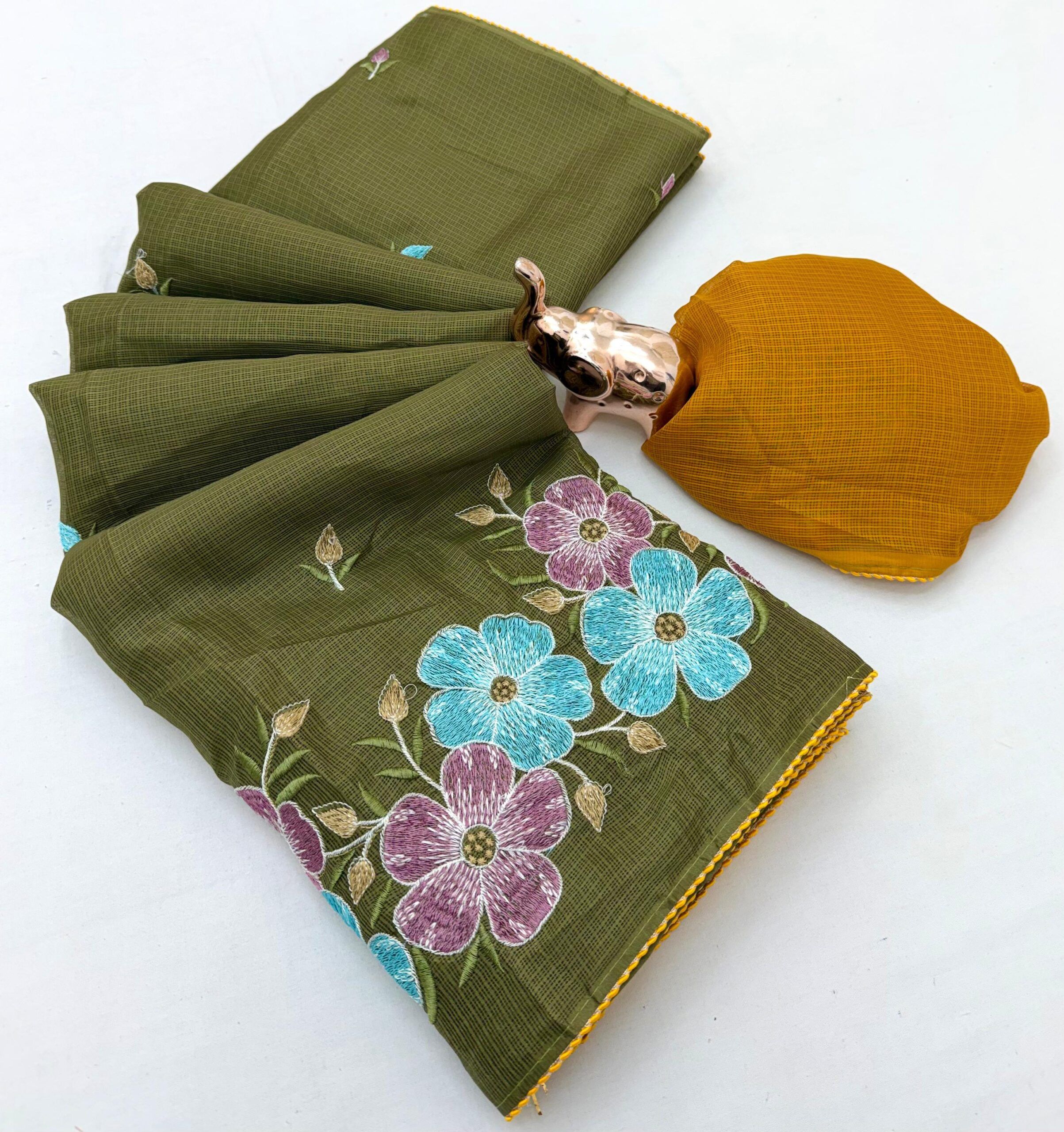 Premium Kota with floral Embroidery Work saree Wholesale Price (3)