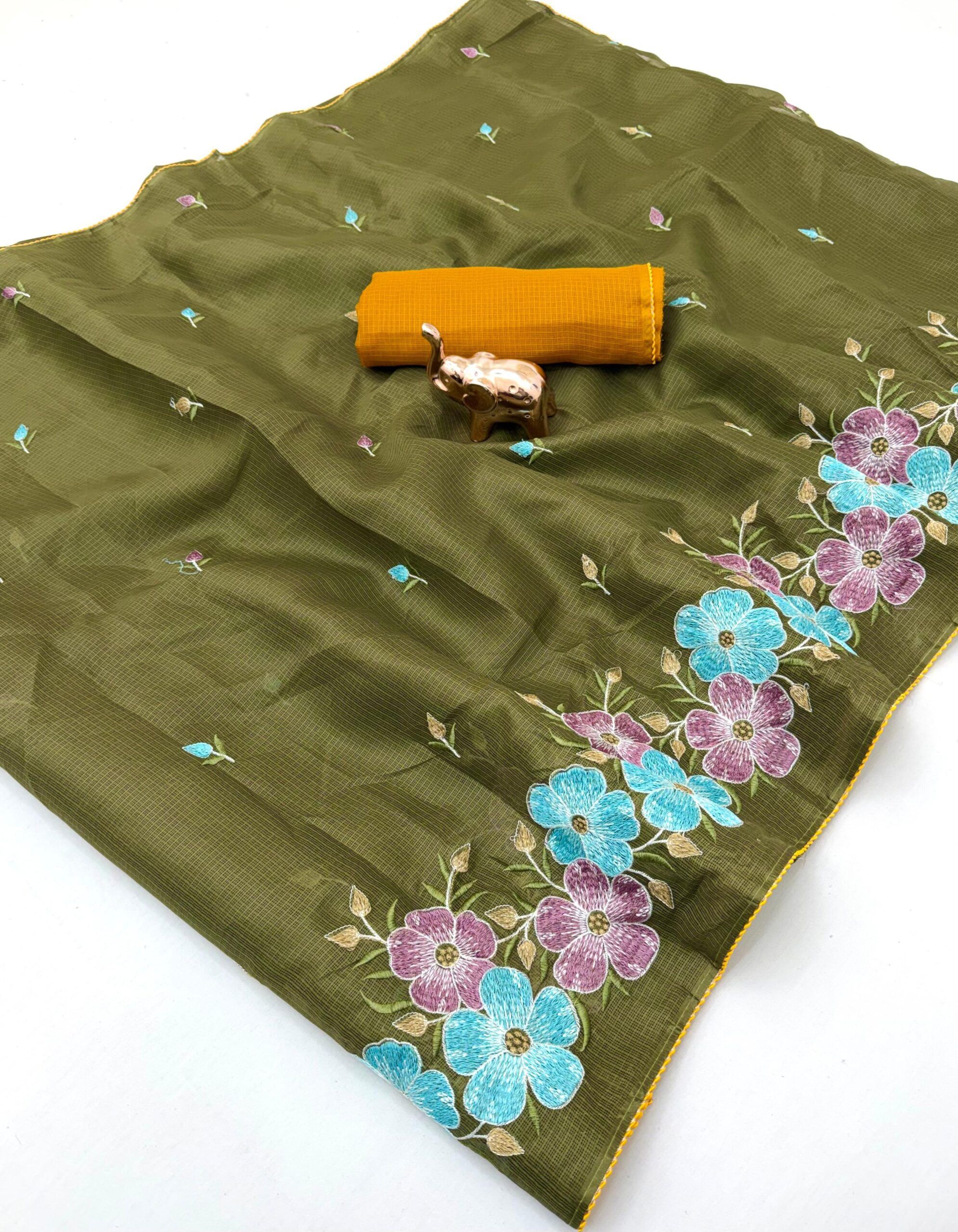 Premium Kota with floral Embroidery Work saree Wholesale Price (4)