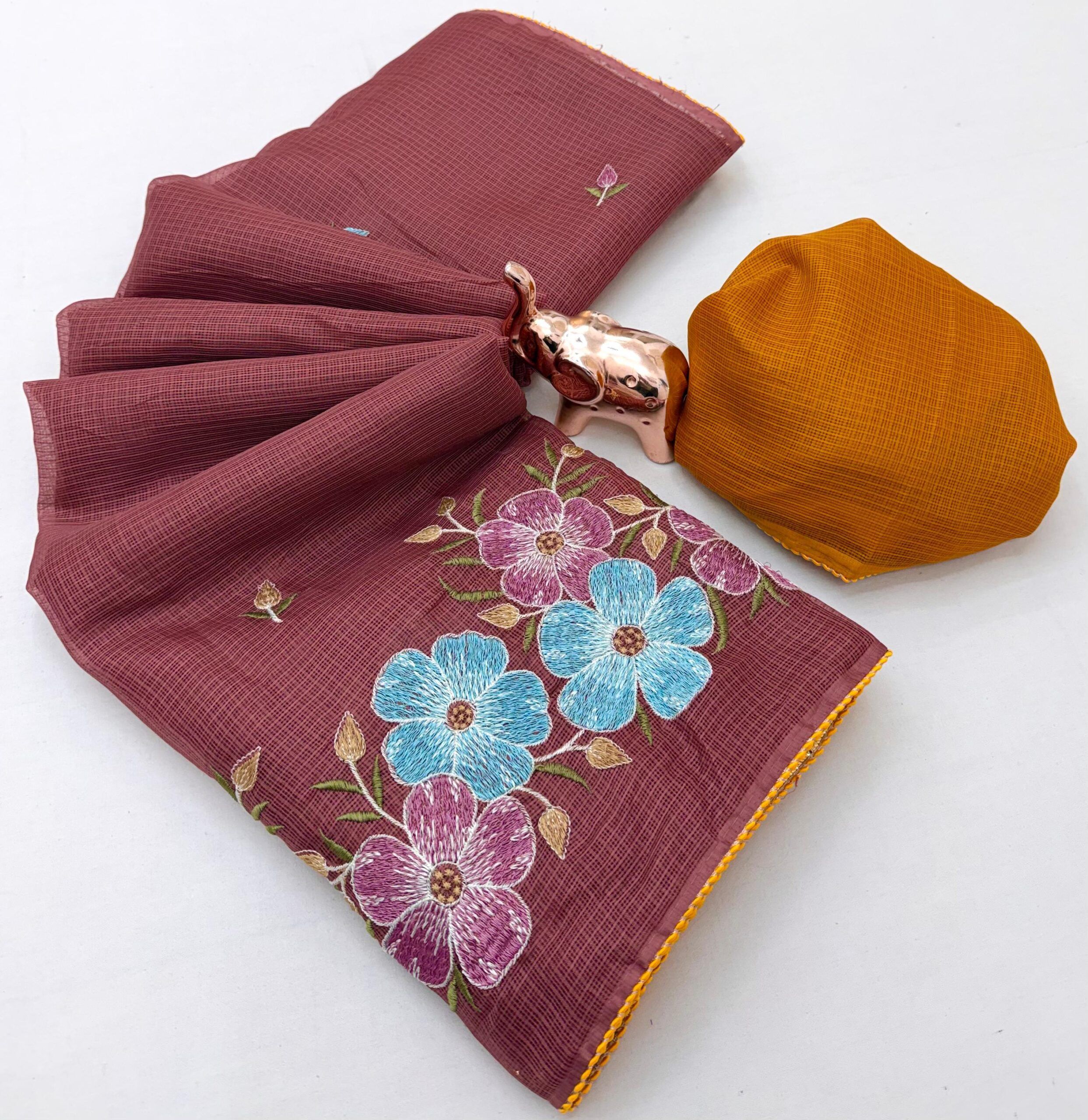 Premium Kota with floral Embroidery Work saree Wholesale Price (5)