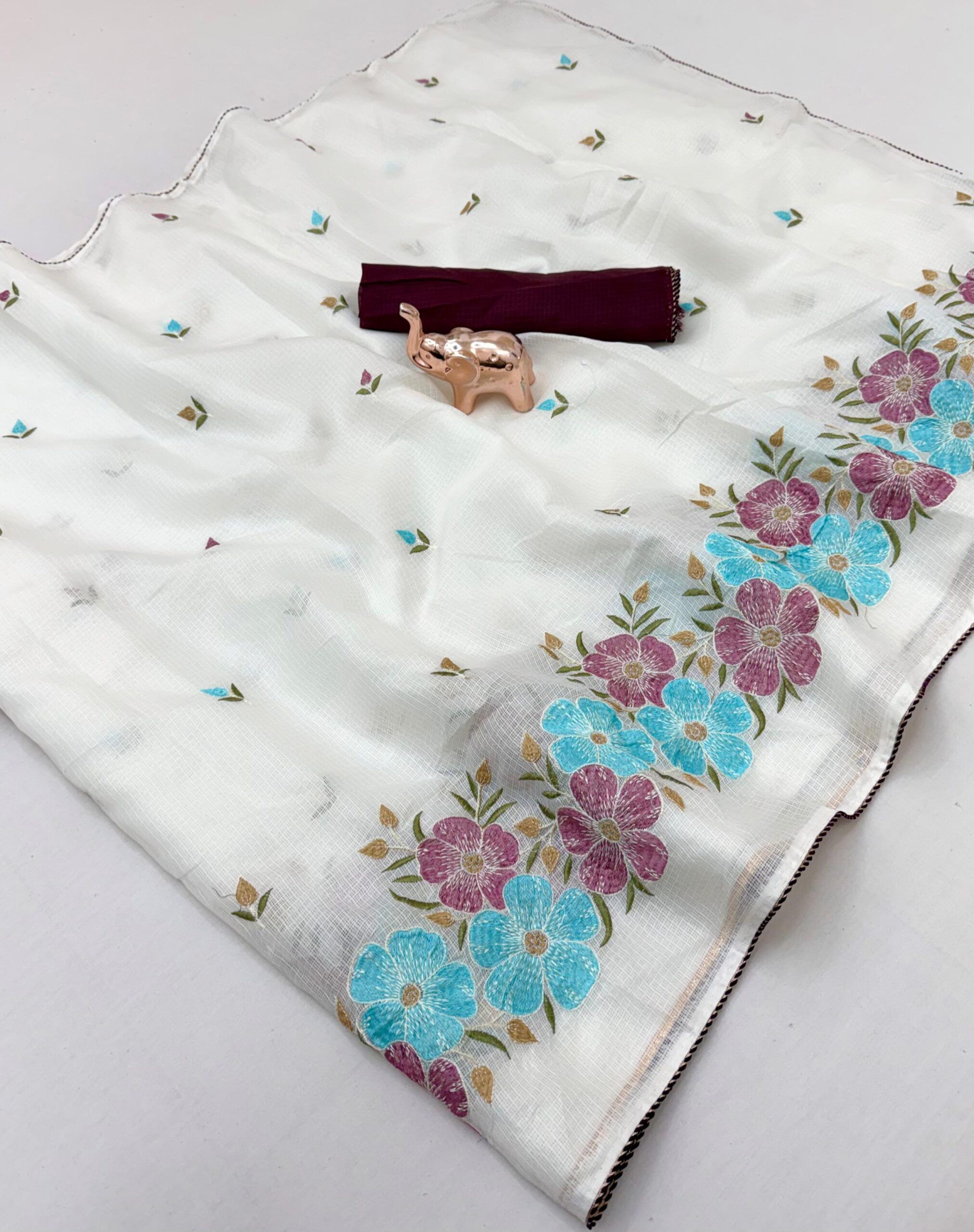 Premium Kota with floral Embroidery Work saree Wholesale Price (6)