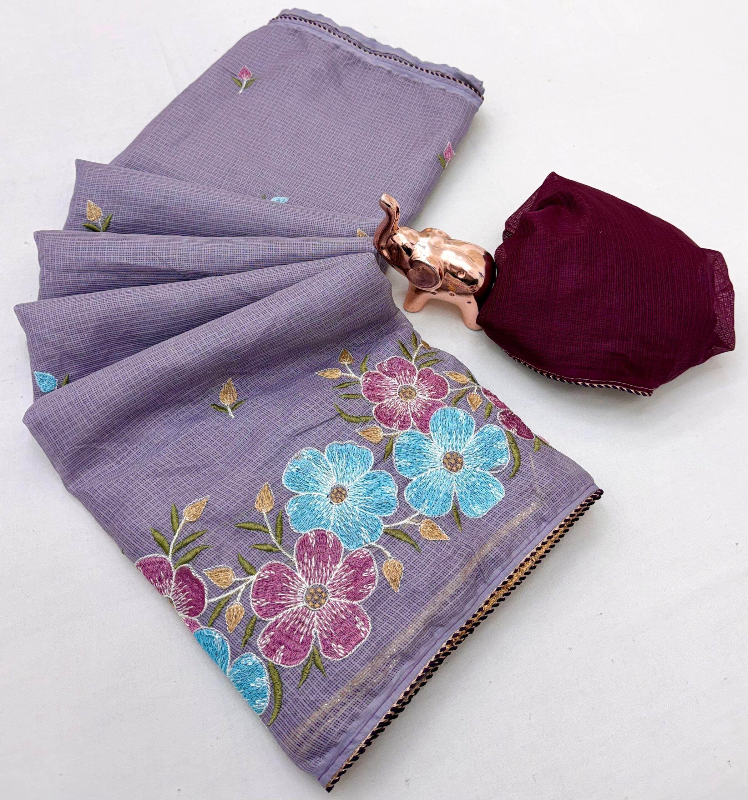 Premium Kota with floral Embroidery Work saree Wholesale Price (7)