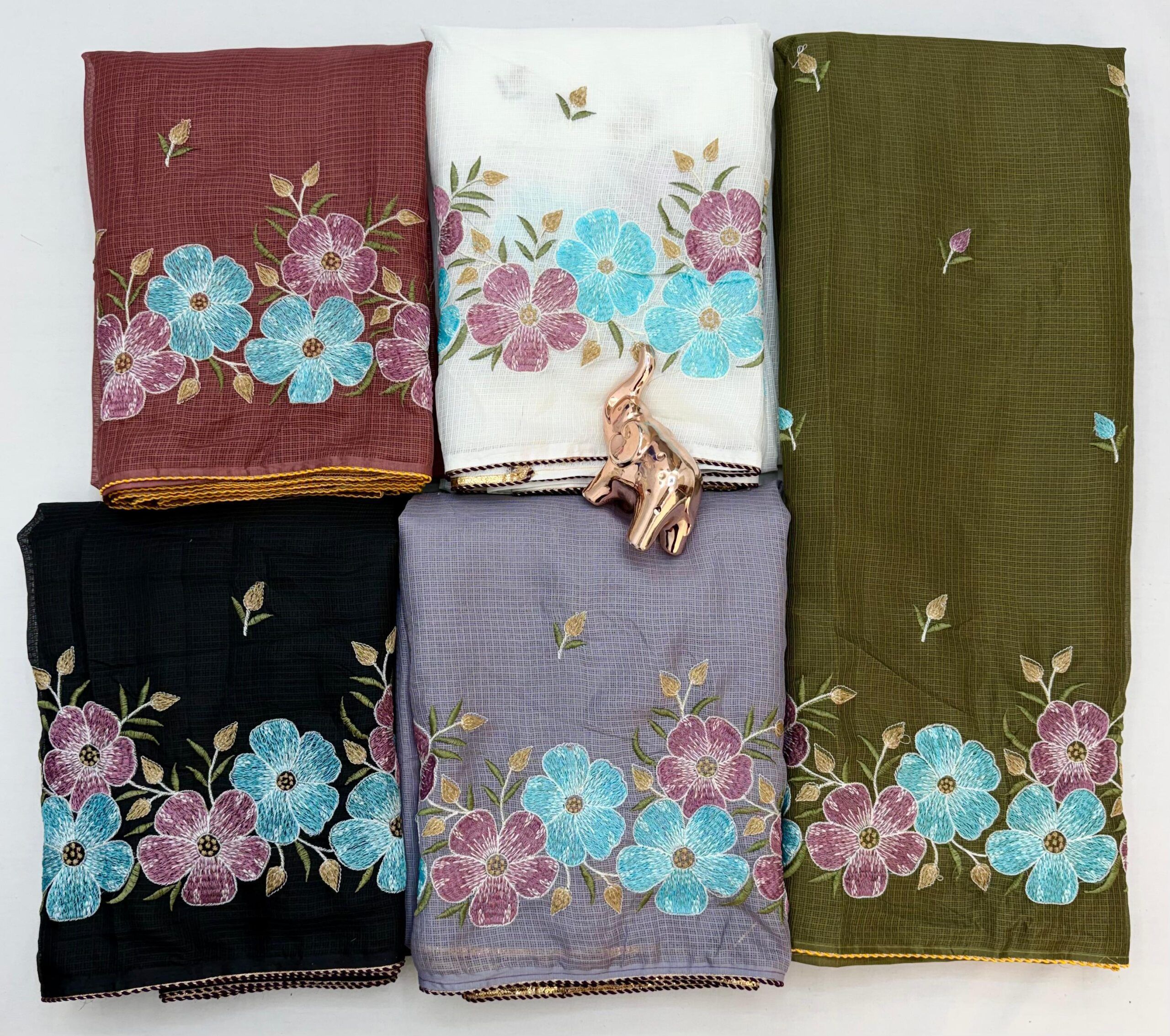 Premium Kota with floral Embroidery Work saree Wholesale Price (9)