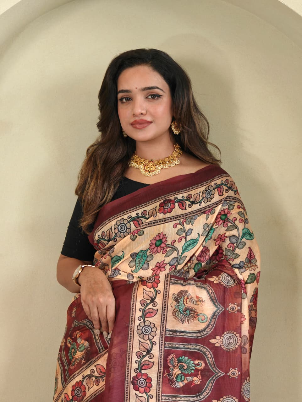 Pure Malai Cotton Kalamkari Saree (1)
