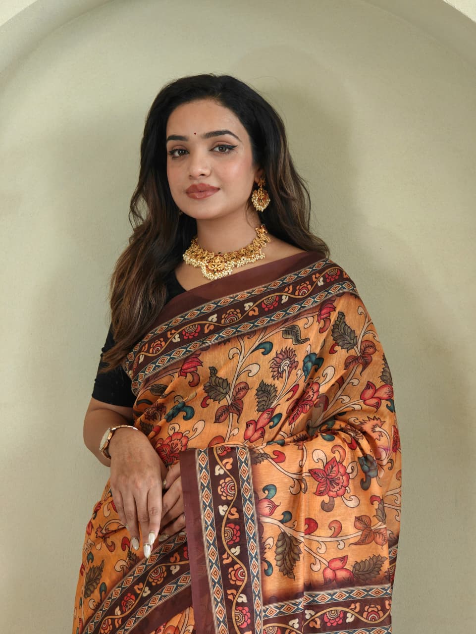 Pure Malai Cotton Kalamkari Saree (14)
