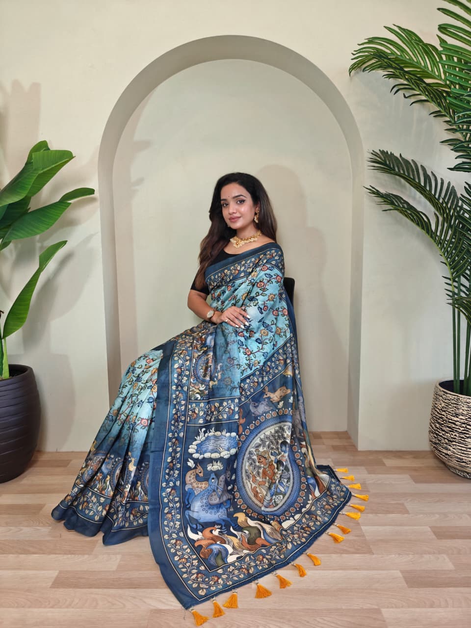 Pure Malai Cotton Kalamkari Saree (15)