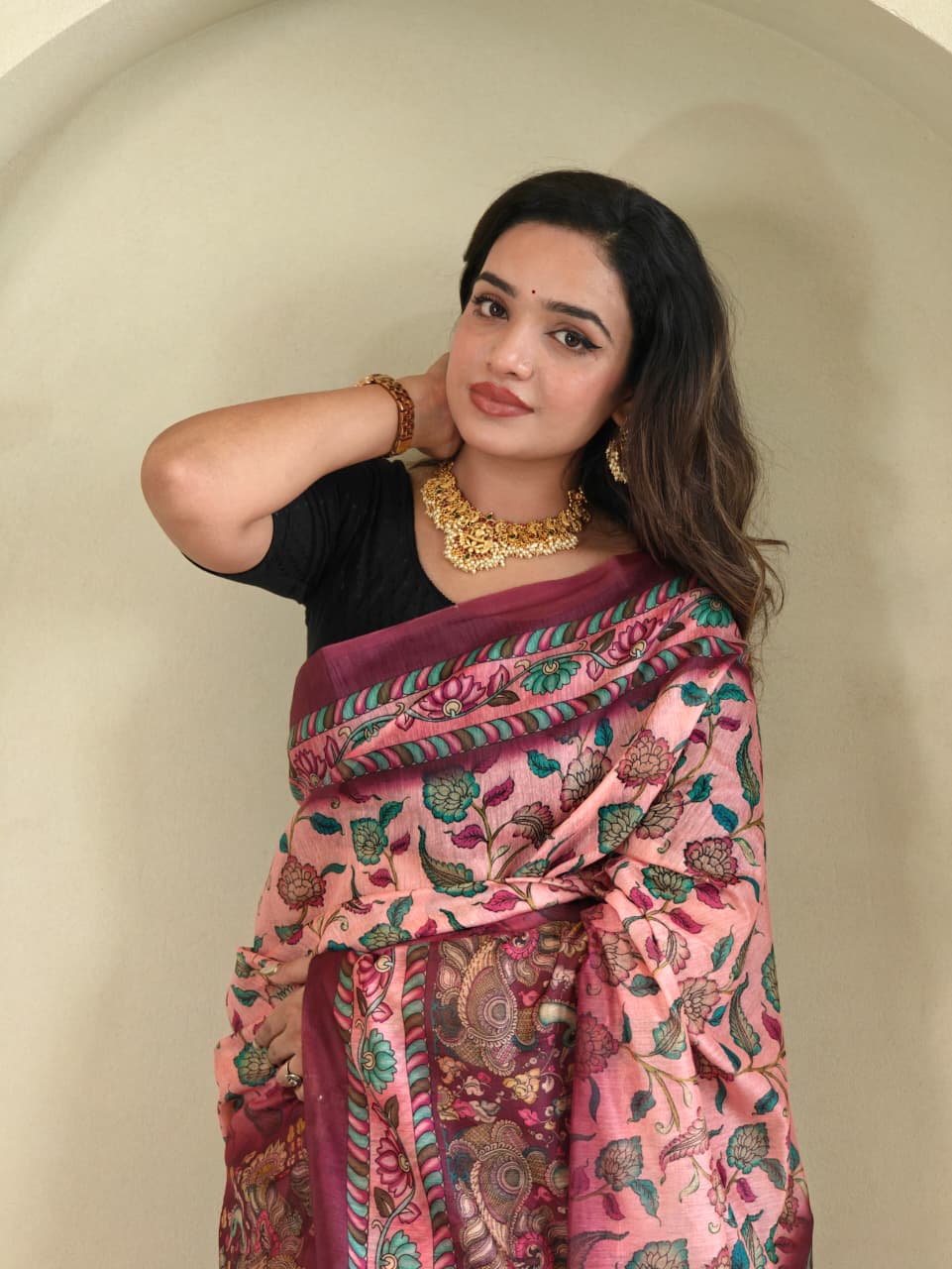 Pure Malai Cotton Kalamkari Saree (7)