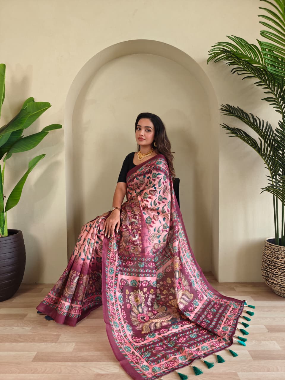 Pure Malai Cotton Kalamkari Saree (8)