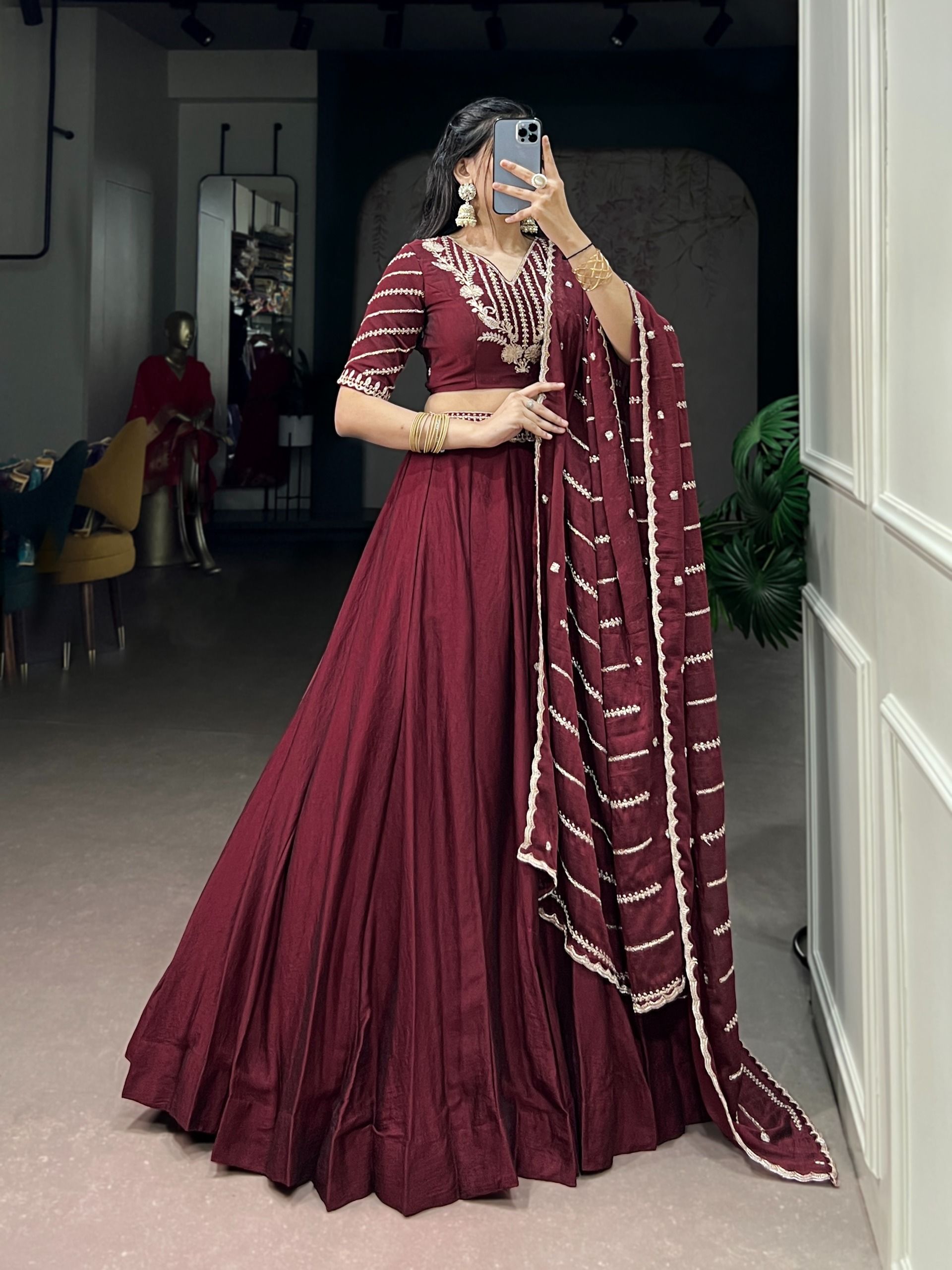 Rangoli Crush Thread Embroidery Work Lehenga Collection (1)