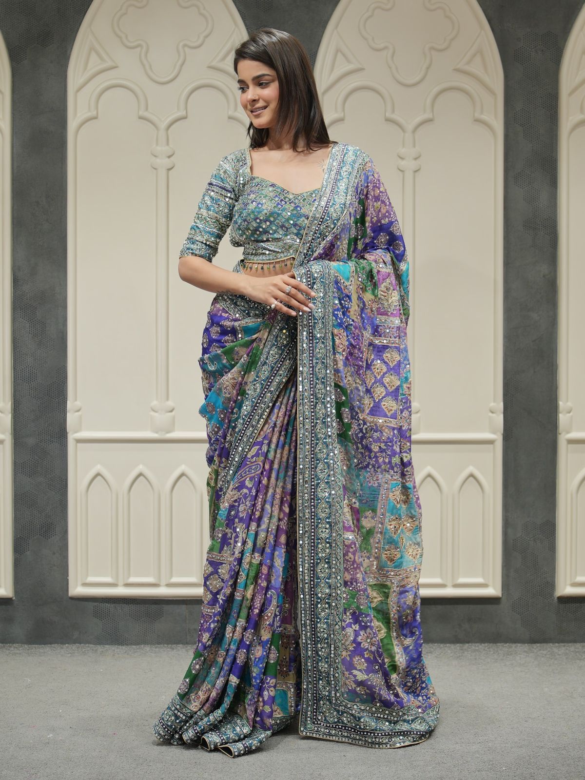 Soft Chinnon With Beautiful Print Saree (10)