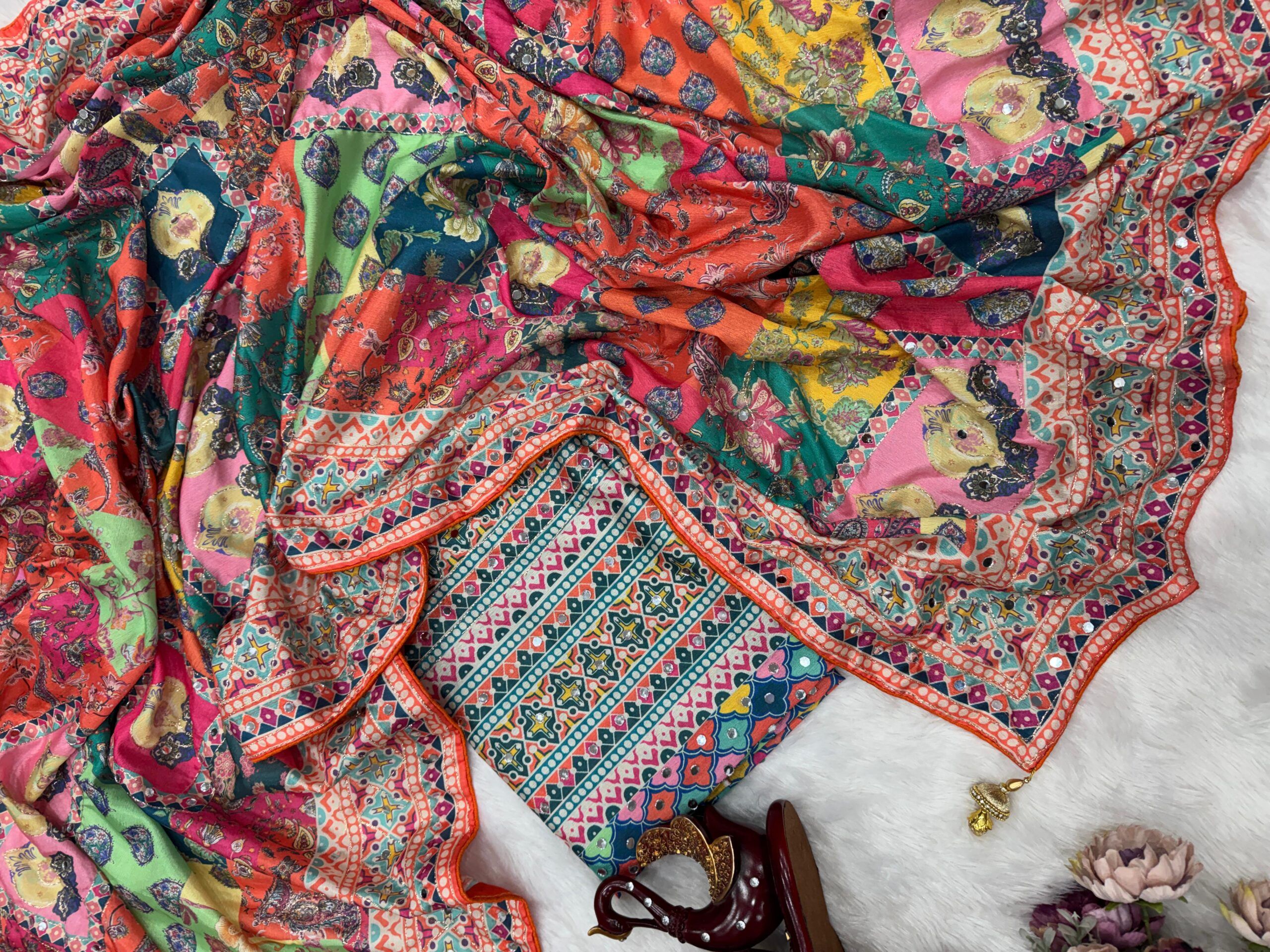 Soft Chinnon With Beautiful Print Saree (2)