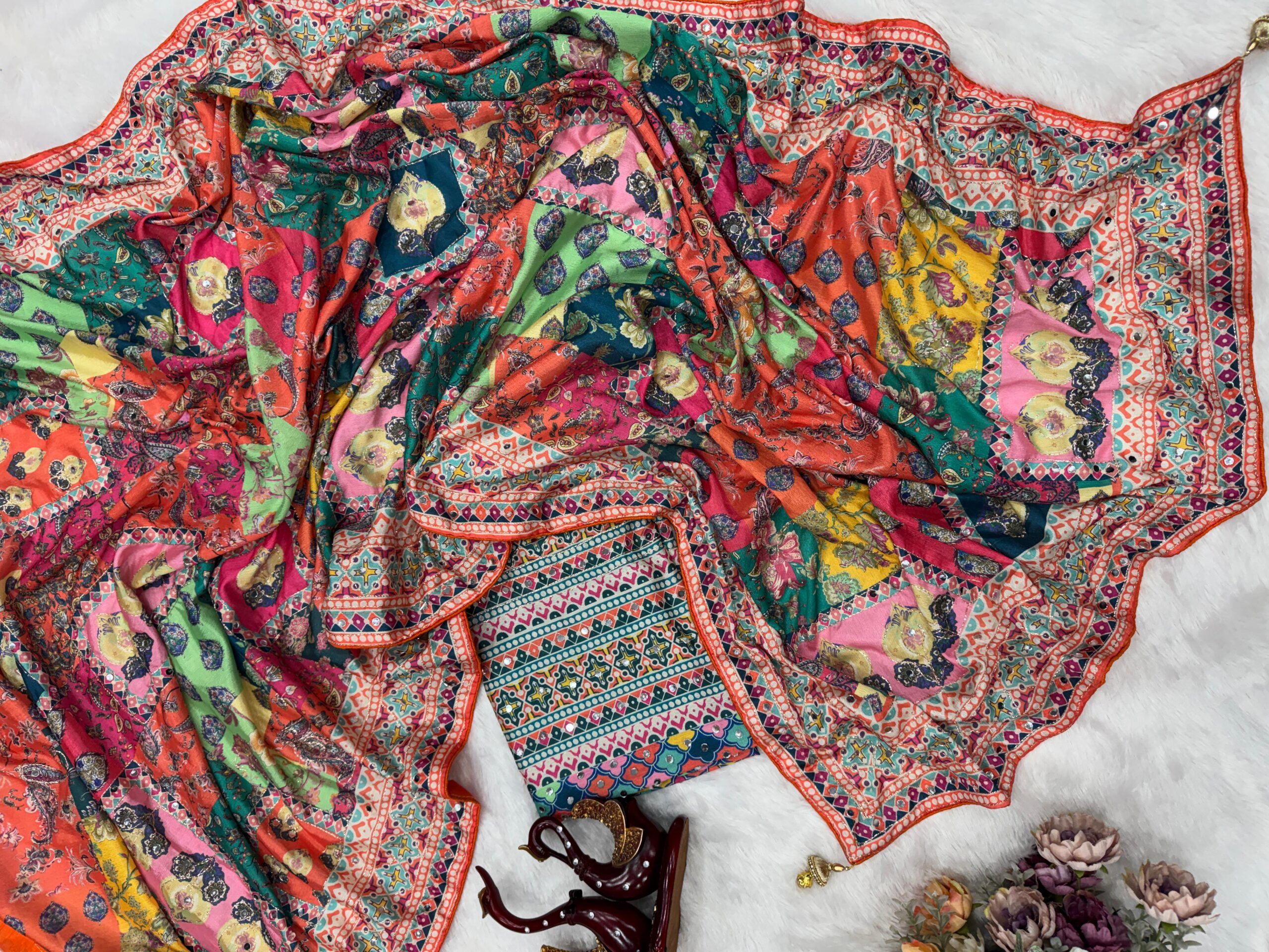 Soft Chinnon With Beautiful Print Saree (4)