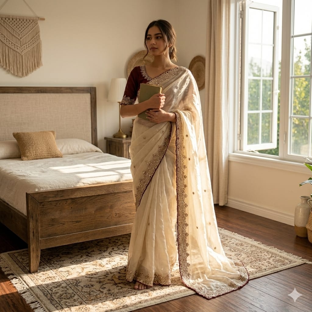 Soft Space Silk Sequence Work Saree (1)