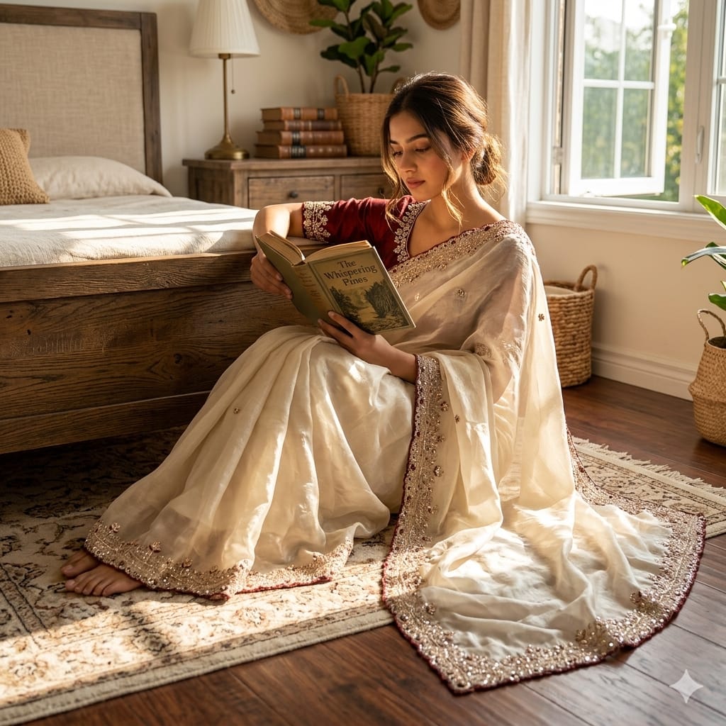 Soft Space Silk Sequence Work Saree (2)