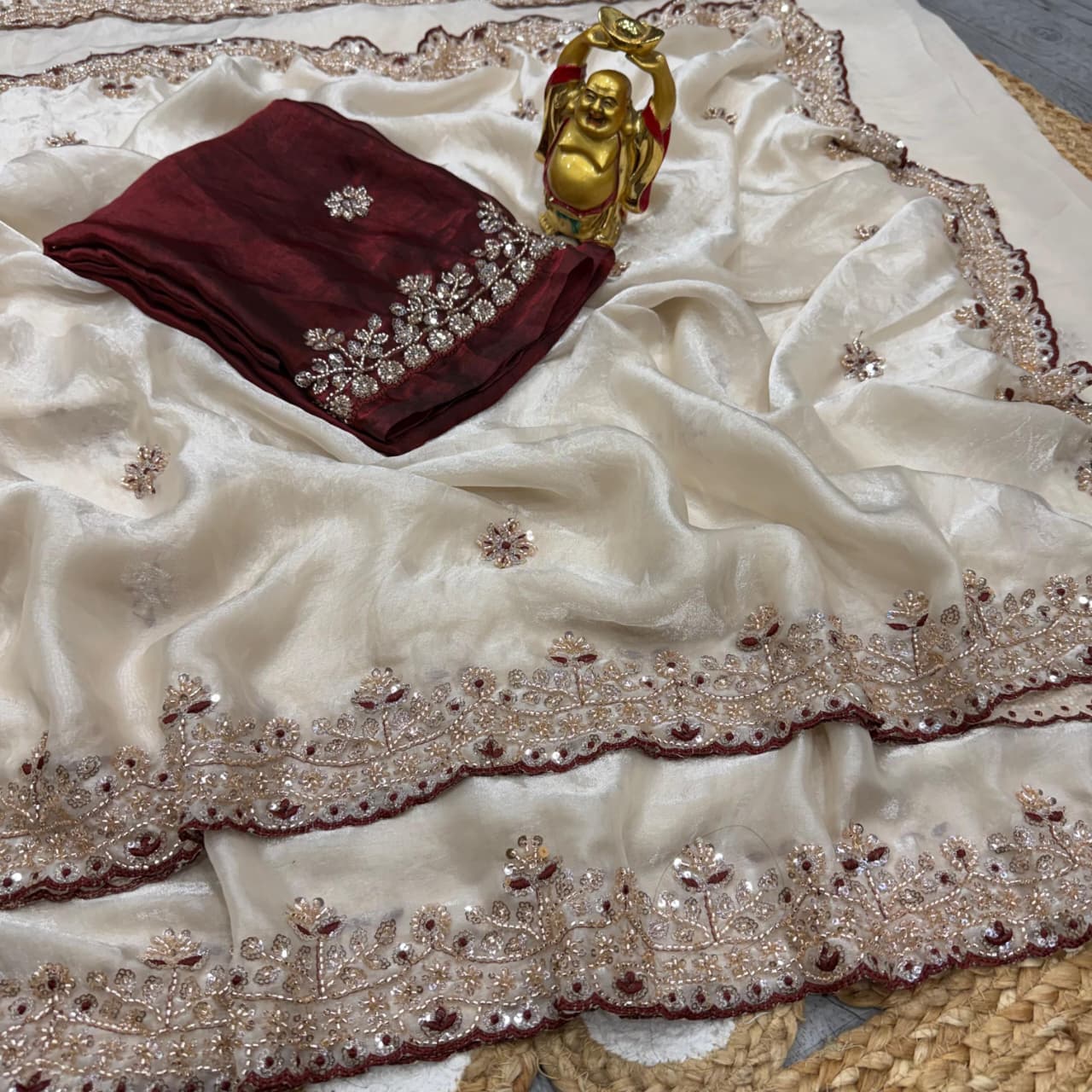 Soft Space Silk Sequence Work Saree (3)