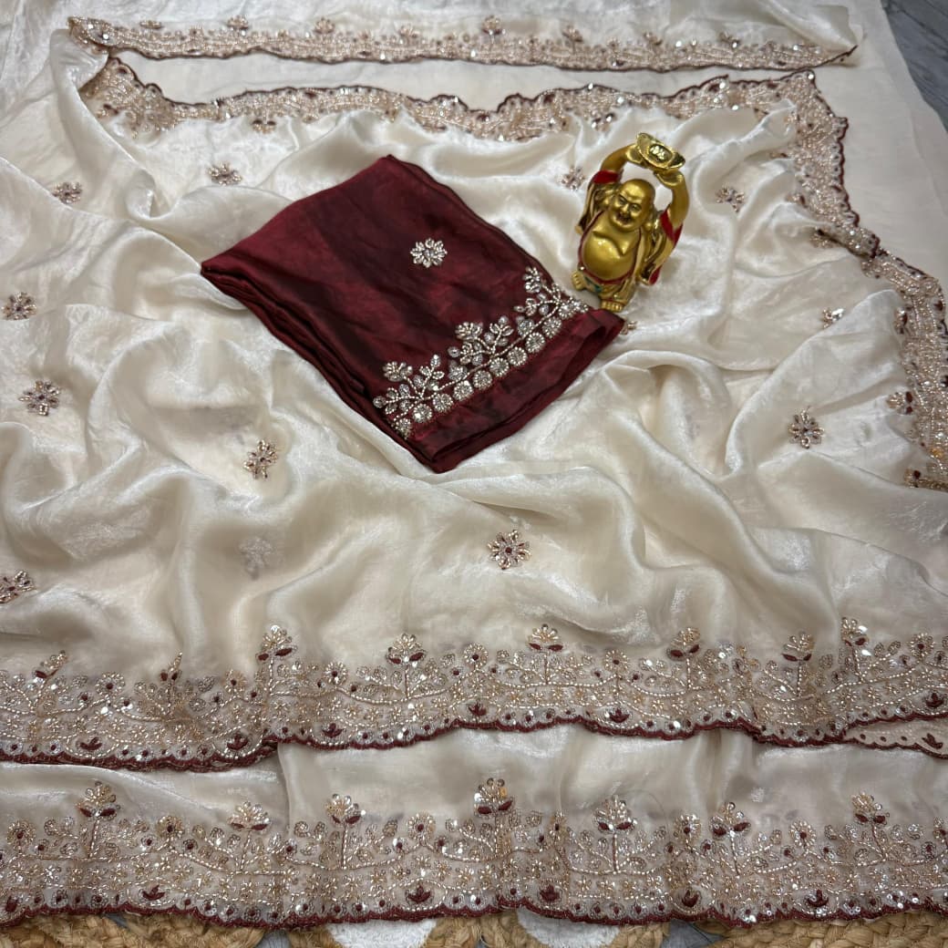 Soft Space Silk Sequence Work Saree (4)