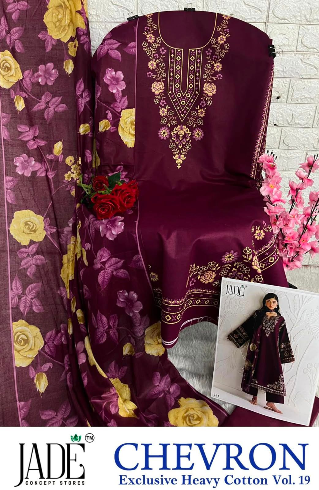 Jade Chevron Vol 19 Excusive Heavy Lawn Printed Suit (3)