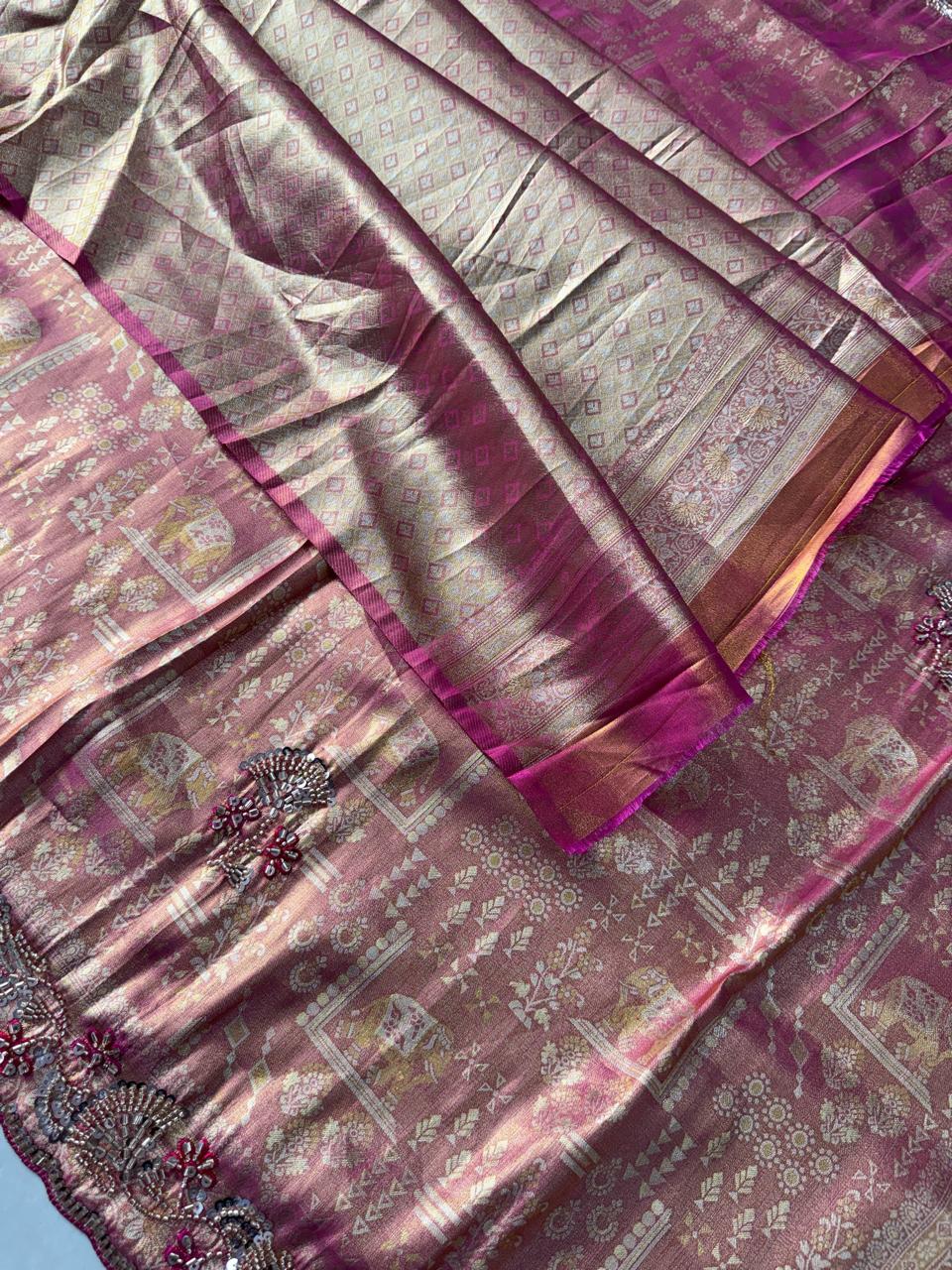 Pure Kanjivarm Silk C-pallu Cutdana, Beads Work Partywear Saree (17)