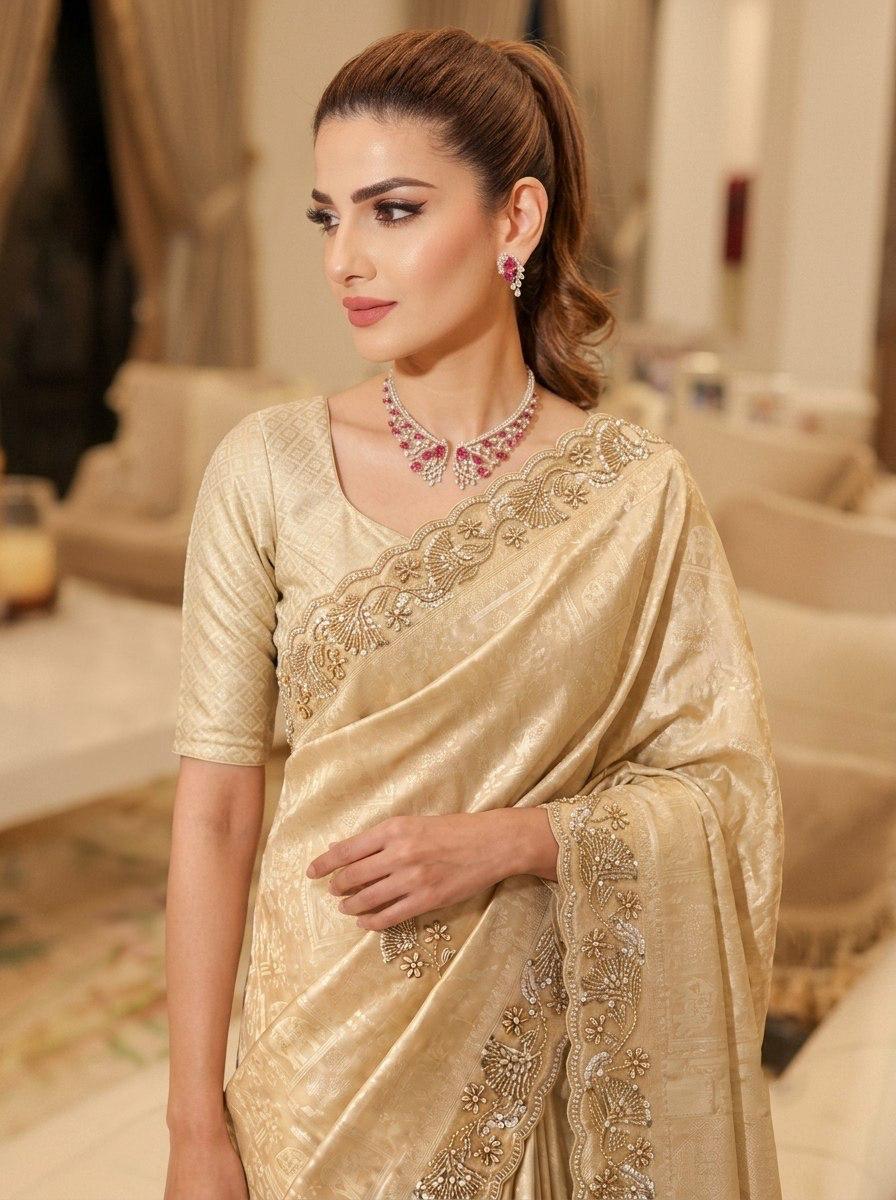 Pure Kanjivarm Silk C-pallu Cutdana, Beads Work Partywear Saree (19)