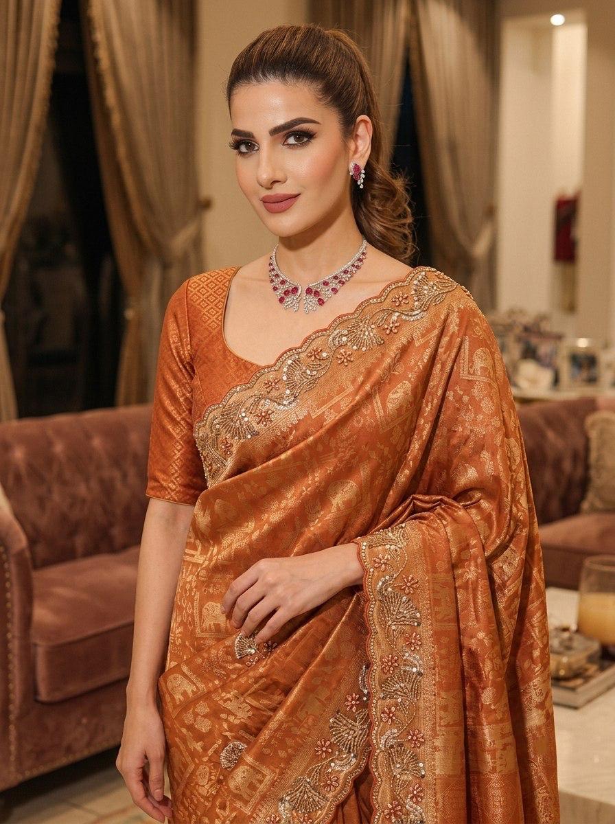 Pure Kanjivarm Silk C-pallu Cutdana, Beads Work Partywear Saree (22)