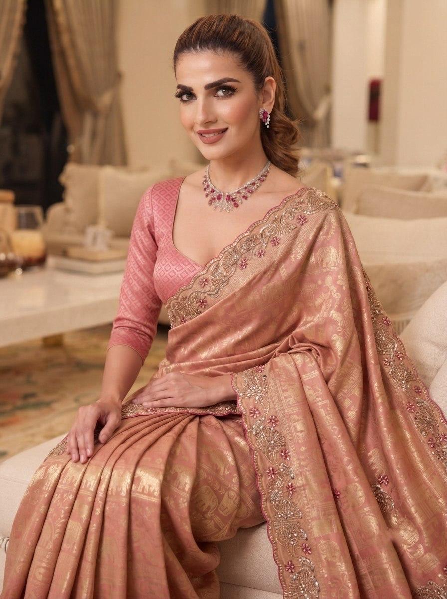 Pure Kanjivarm Silk C-pallu Cutdana, Beads Work Partywear Saree (23)