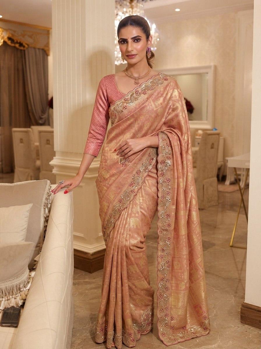 Pure Kanjivarm Silk C-pallu Cutdana, Beads Work Partywear Saree (24)
