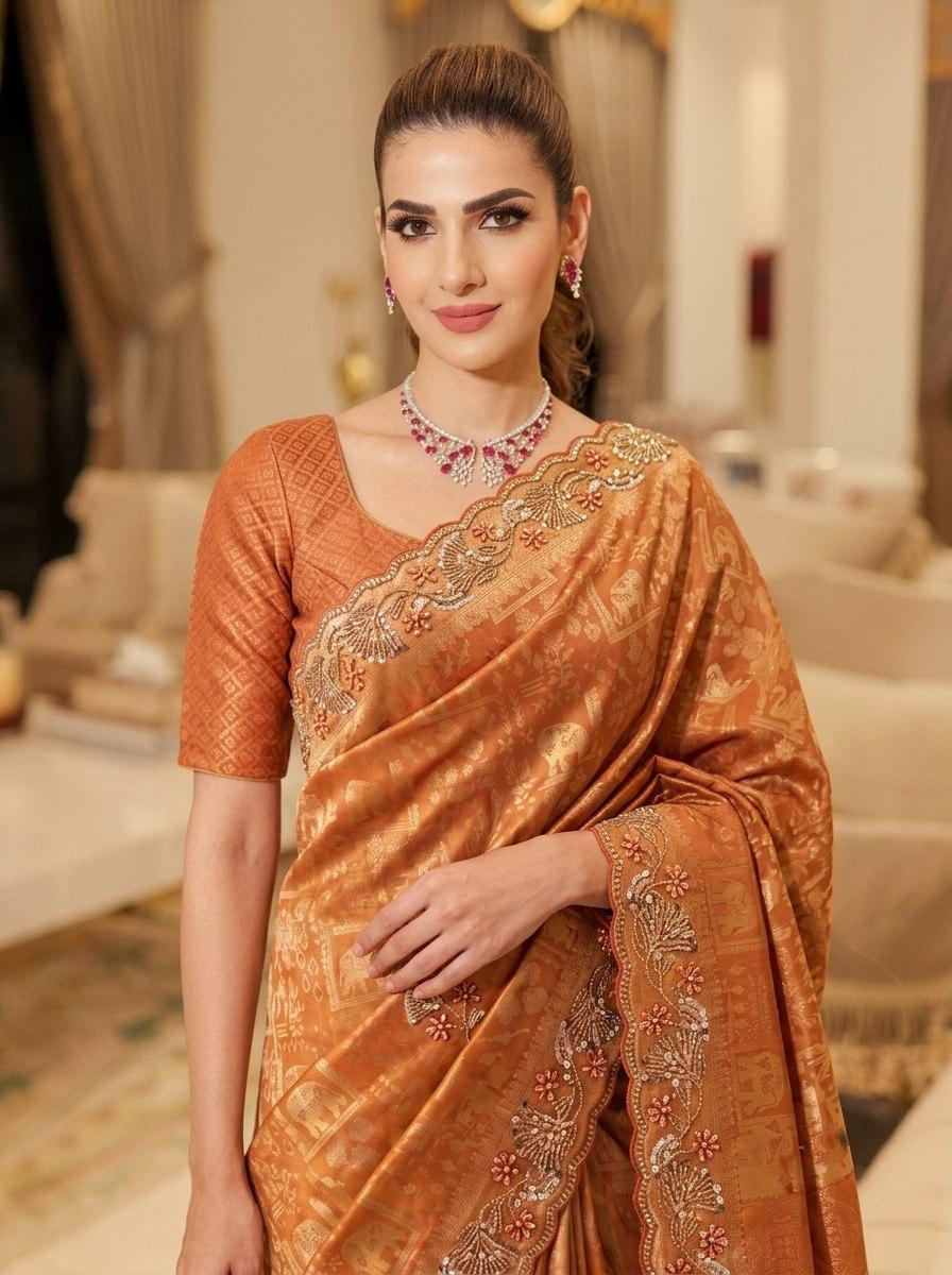Pure Kanjivarm Silk C-pallu Cutdana, Beads Work Partywear Saree (25)