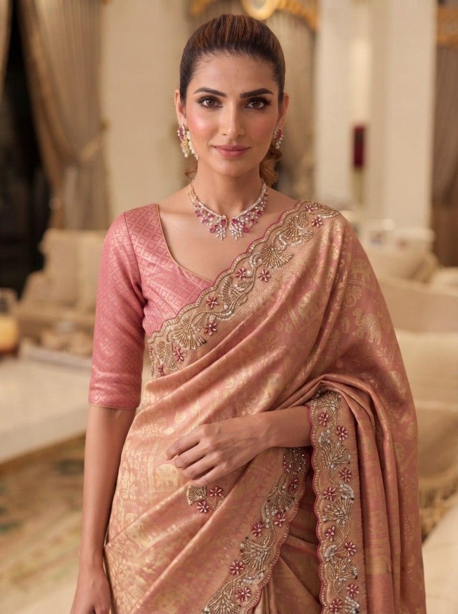 Pure Kanjivarm Silk C-pallu Cutdana, Beads Work Partywear Saree (27)