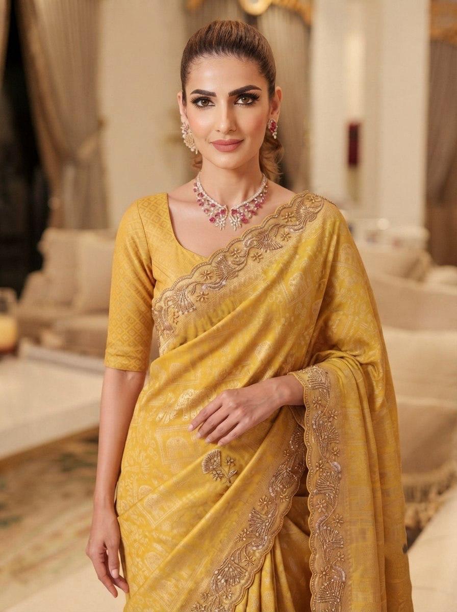 Pure Kanjivarm Silk C-pallu Cutdana, Beads Work Partywear Saree (3)