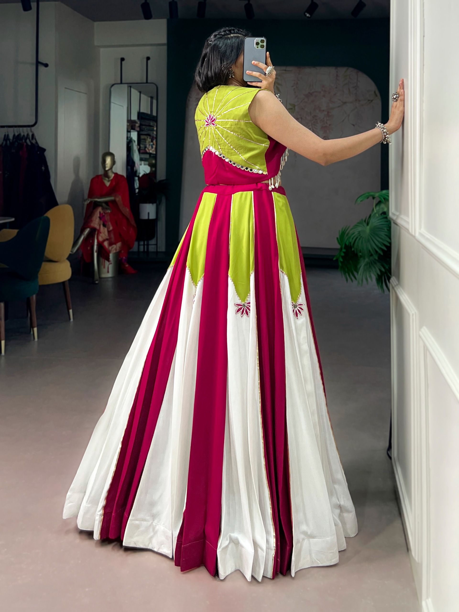 Pure Rayon with Contrast Panel Design Lehenga (1)