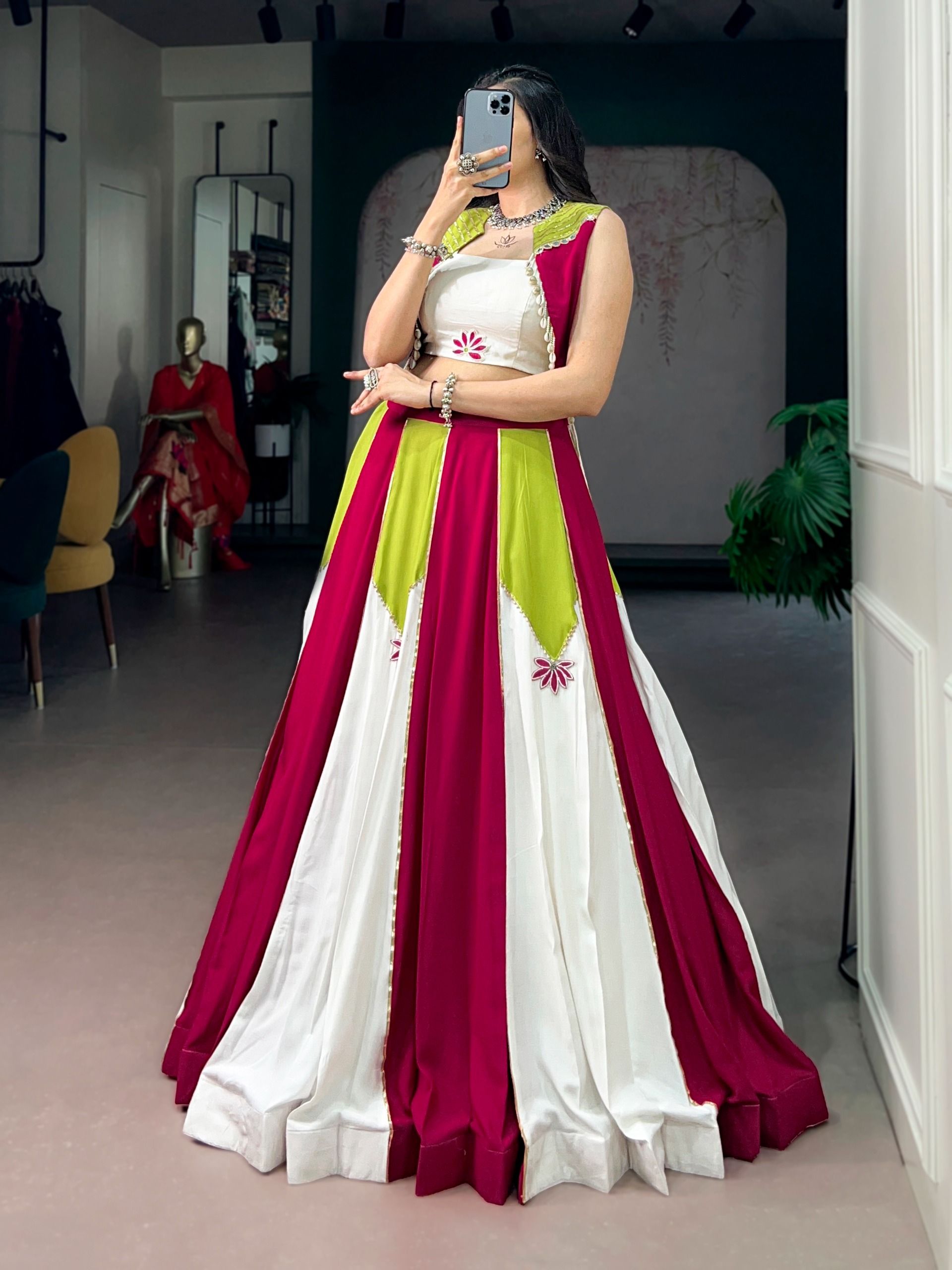 Pure Rayon with Contrast Panel Design Lehenga (2)
