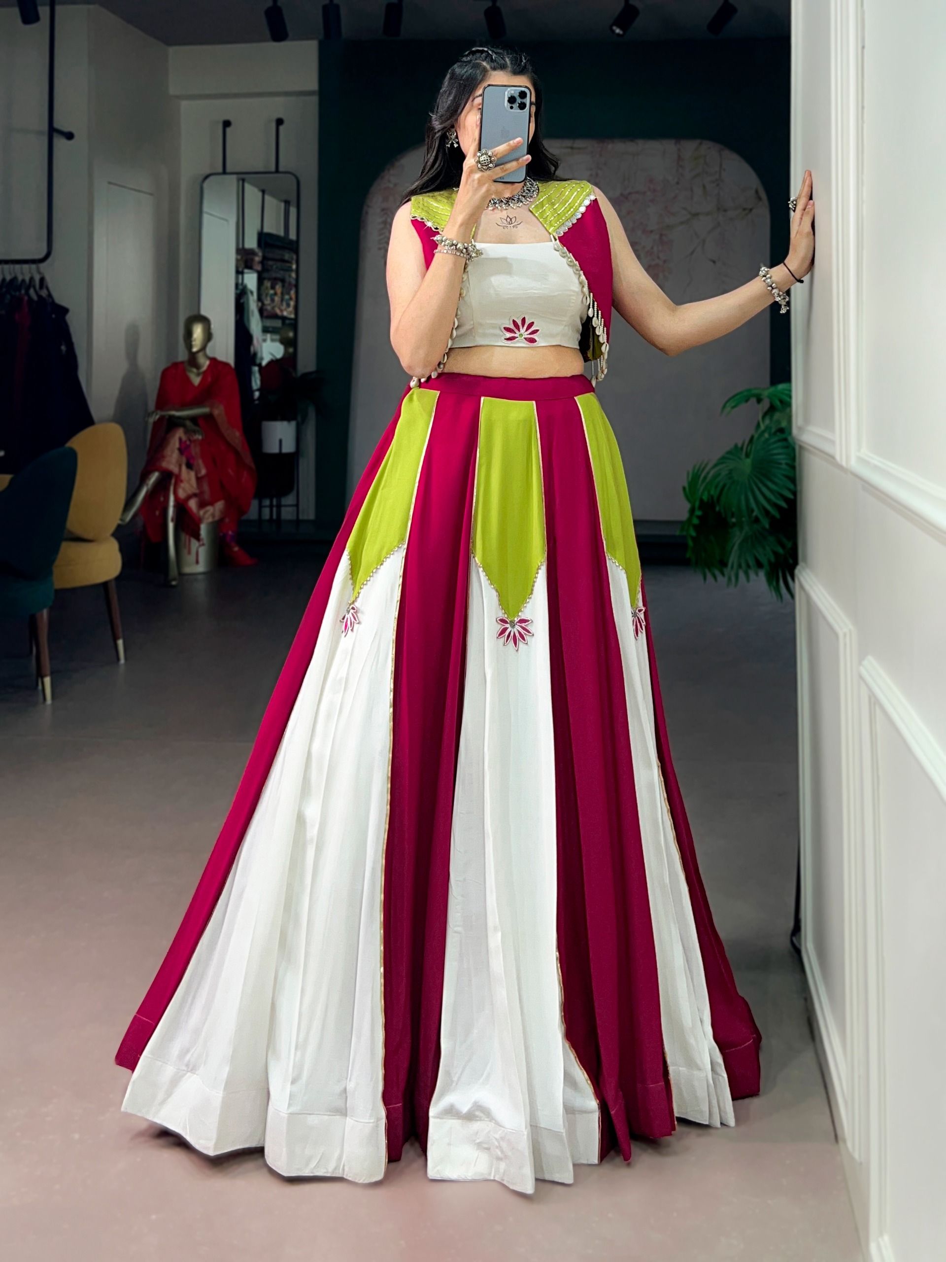 Pure Rayon with Contrast Panel Design Lehenga (4)