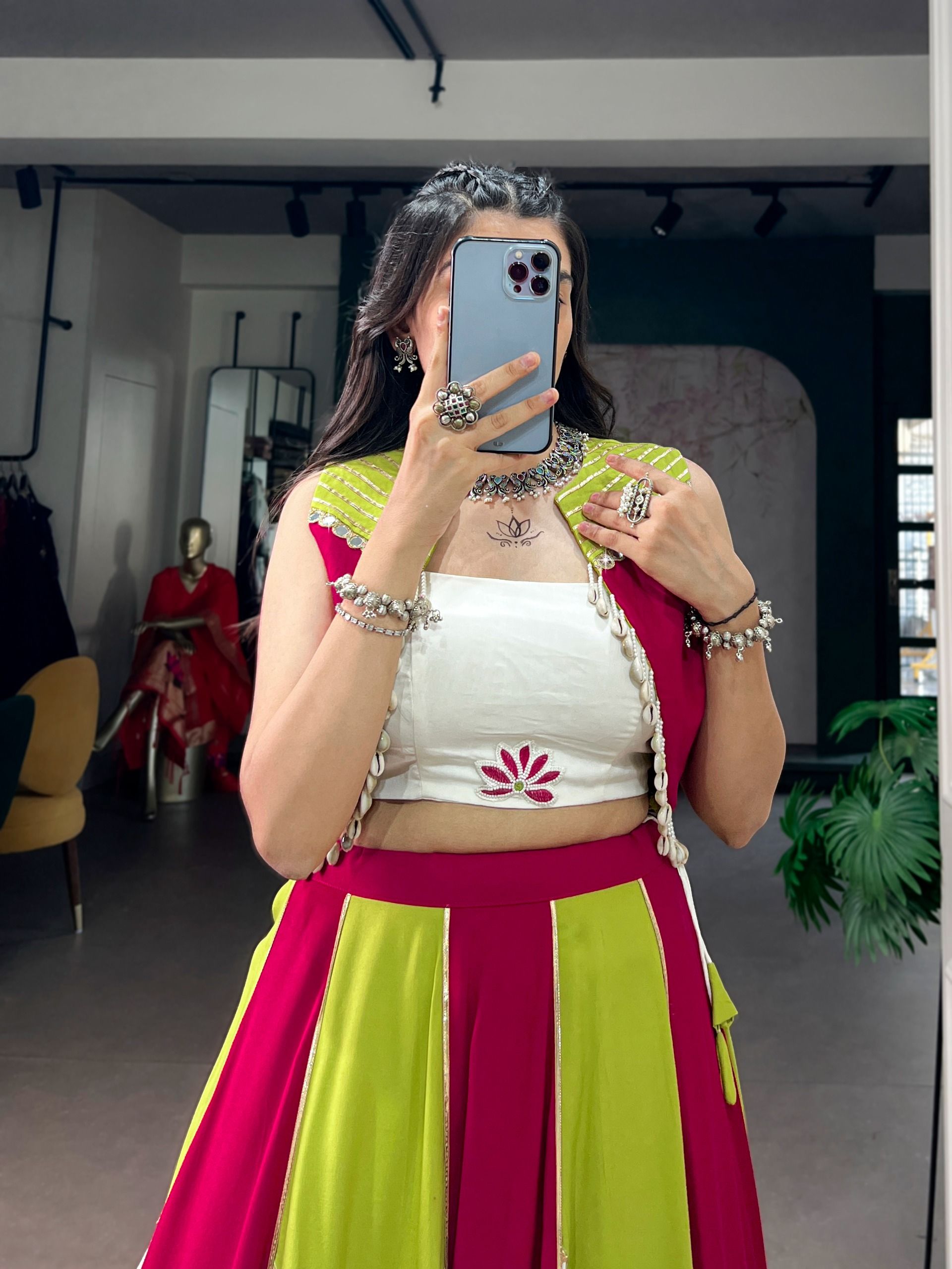 Pure Rayon with Contrast Panel Design Lehenga (7)