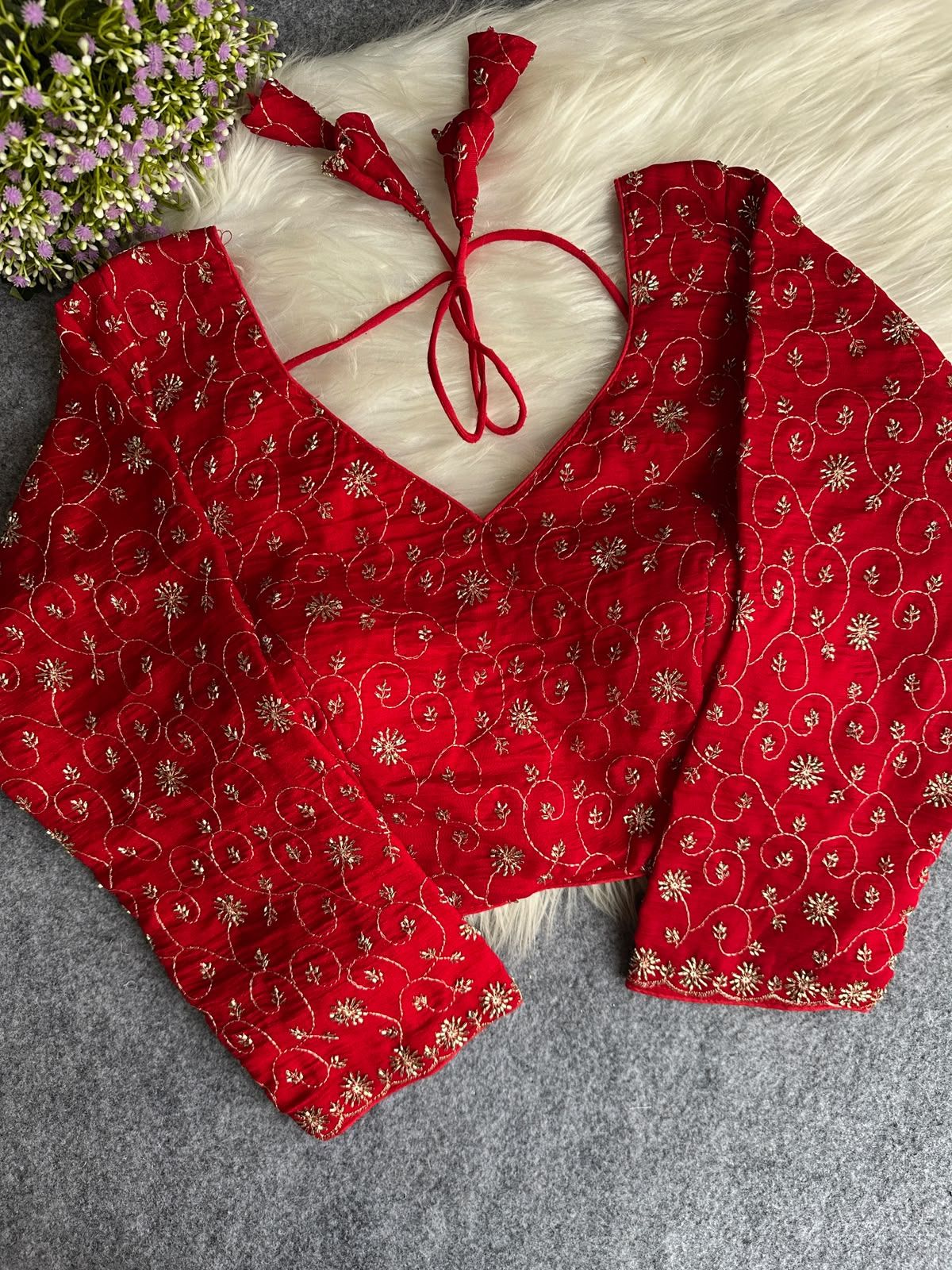 Pure Soft Vichitra Silk Handwork Readymade Blouse (10)