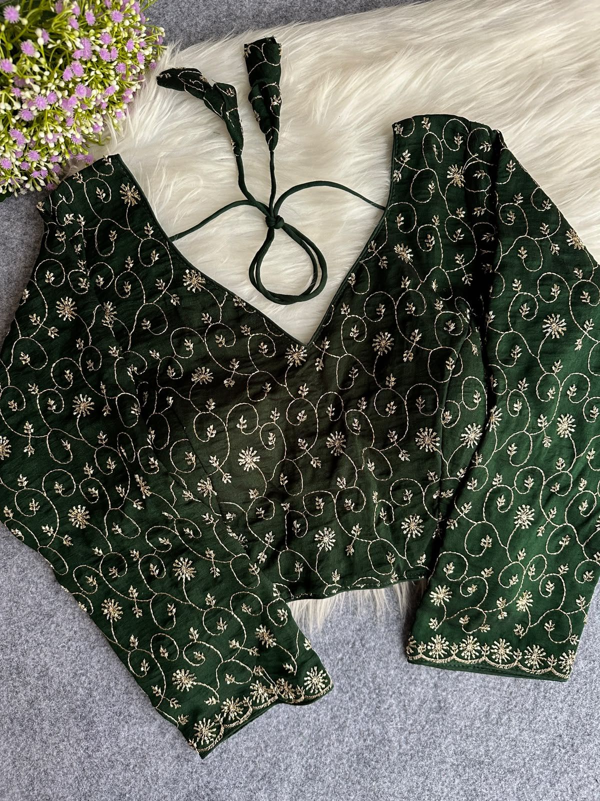 Pure Soft Vichitra Silk Handwork Readymade Blouse (11)