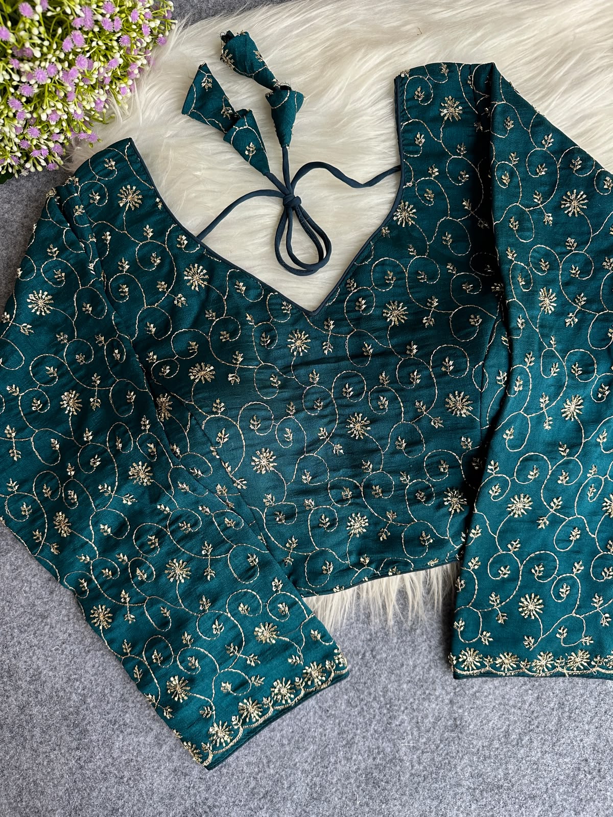 Pure Soft Vichitra Silk Handwork Readymade Blouse (2)