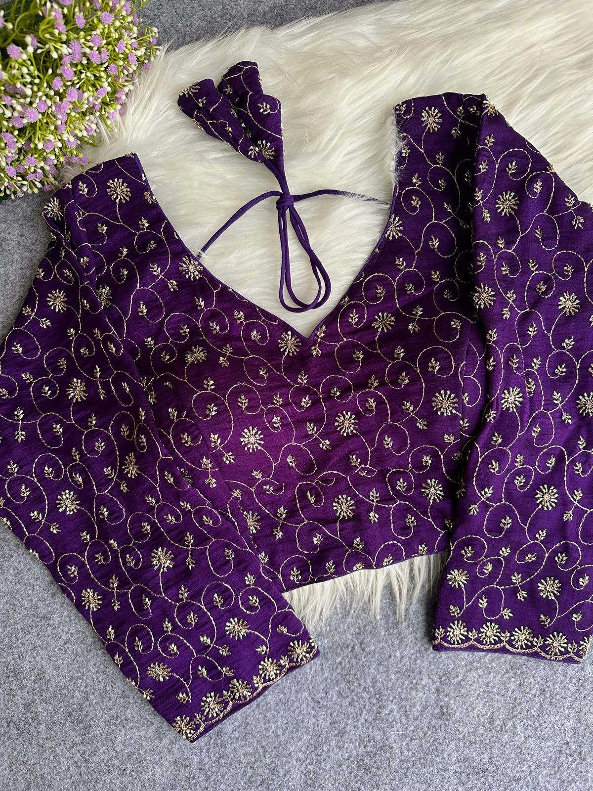 Pure Soft Vichitra Silk Handwork Readymade Blouse (3)